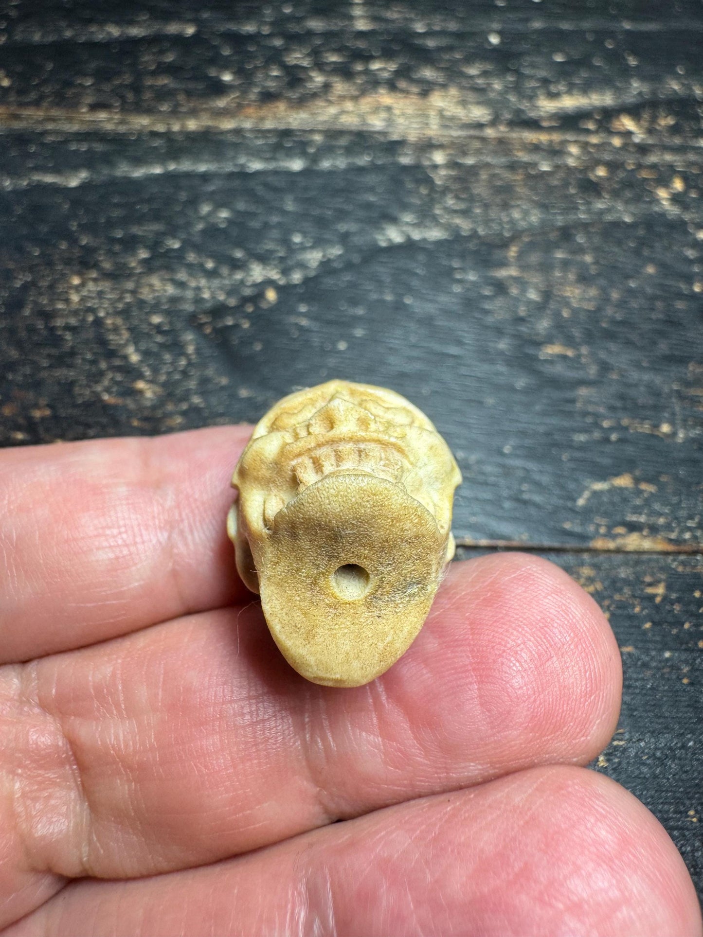 Vintage Hand Carved Deer Antler Skull Guru Bead, Multi Face Carved Spacer Bead, Tibetan Style Mala Center Bead, Prayer Bead DIY Jewelry(H753