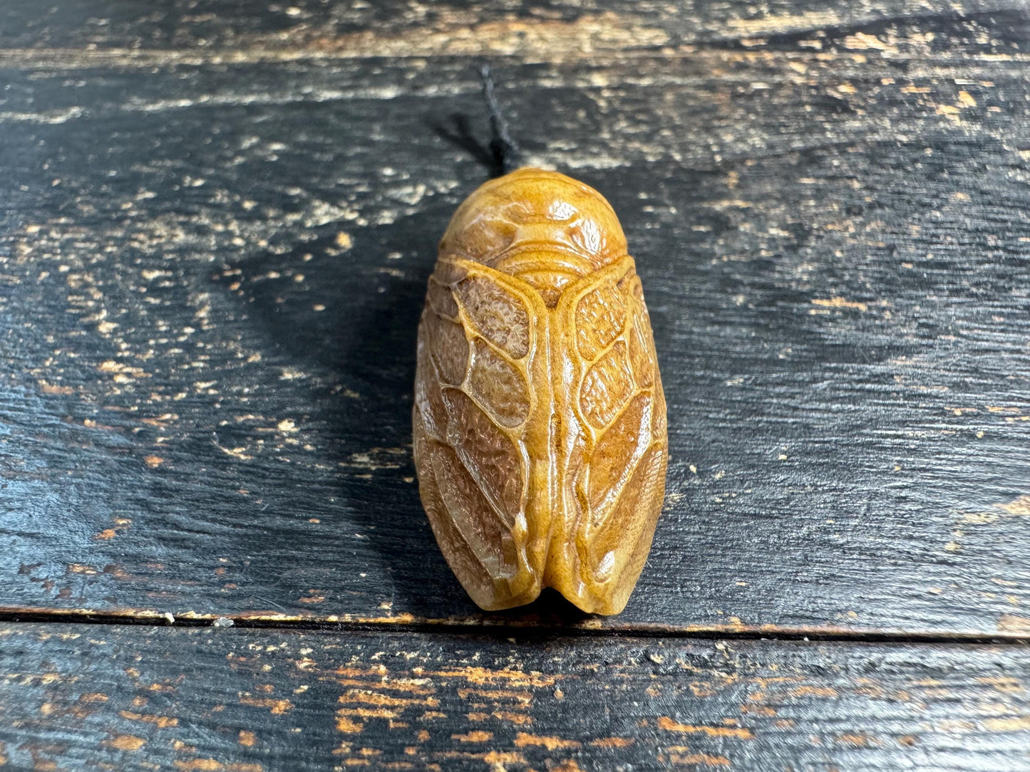 Hand Carved Yak Bone Cicada Pendant, Tibetan Style Insect Amulet, Rebirth Symbol Talisman, Unique Boho Spiritual Jewelry(H758)