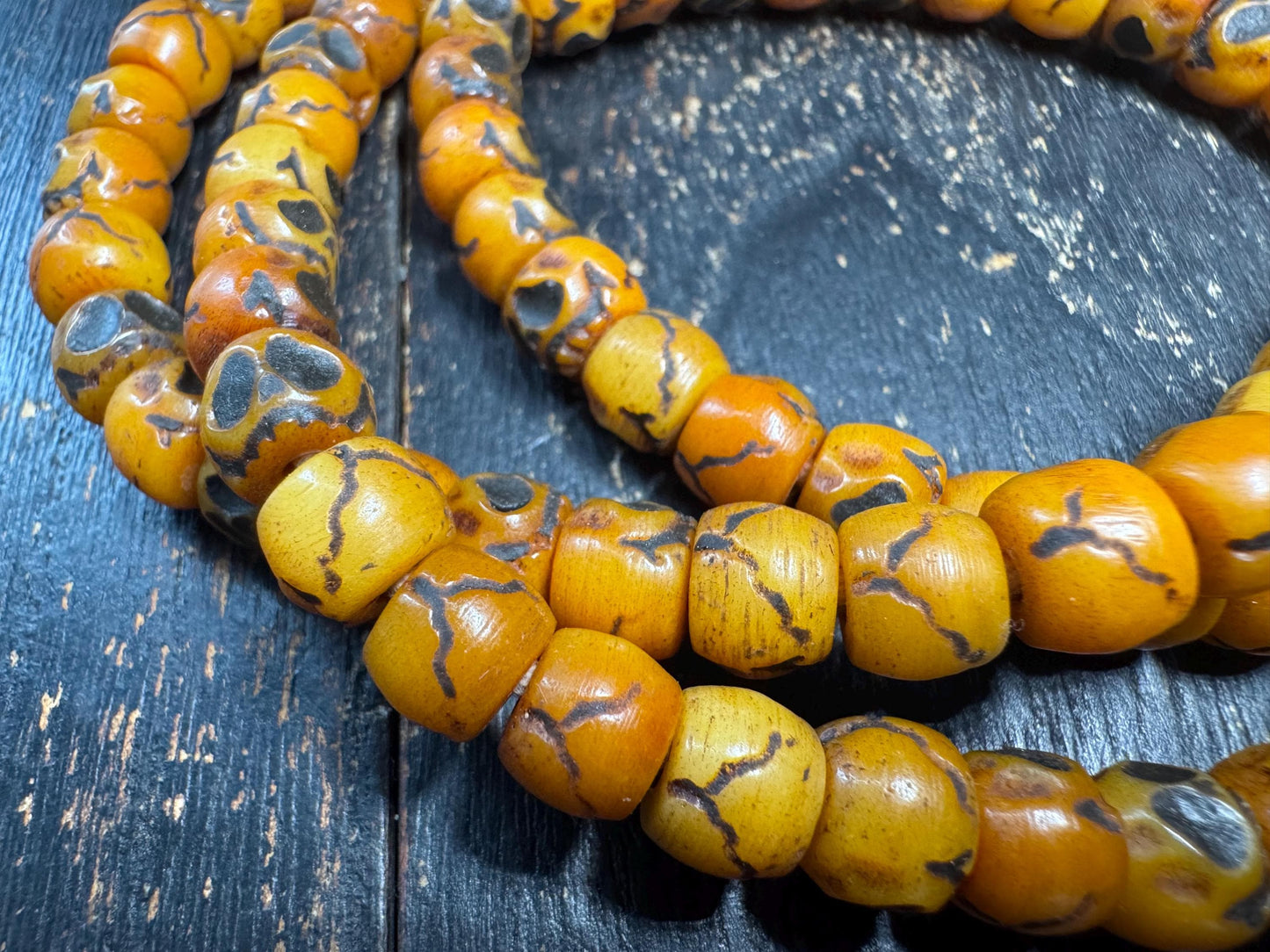 Vintage Tibetan Skull Bone Mala 108 Beads 9mm 30 Inches – Hand Carved Skull Prayer Beads, Buddhist Meditation Necklace, Gothic Mala(H761)