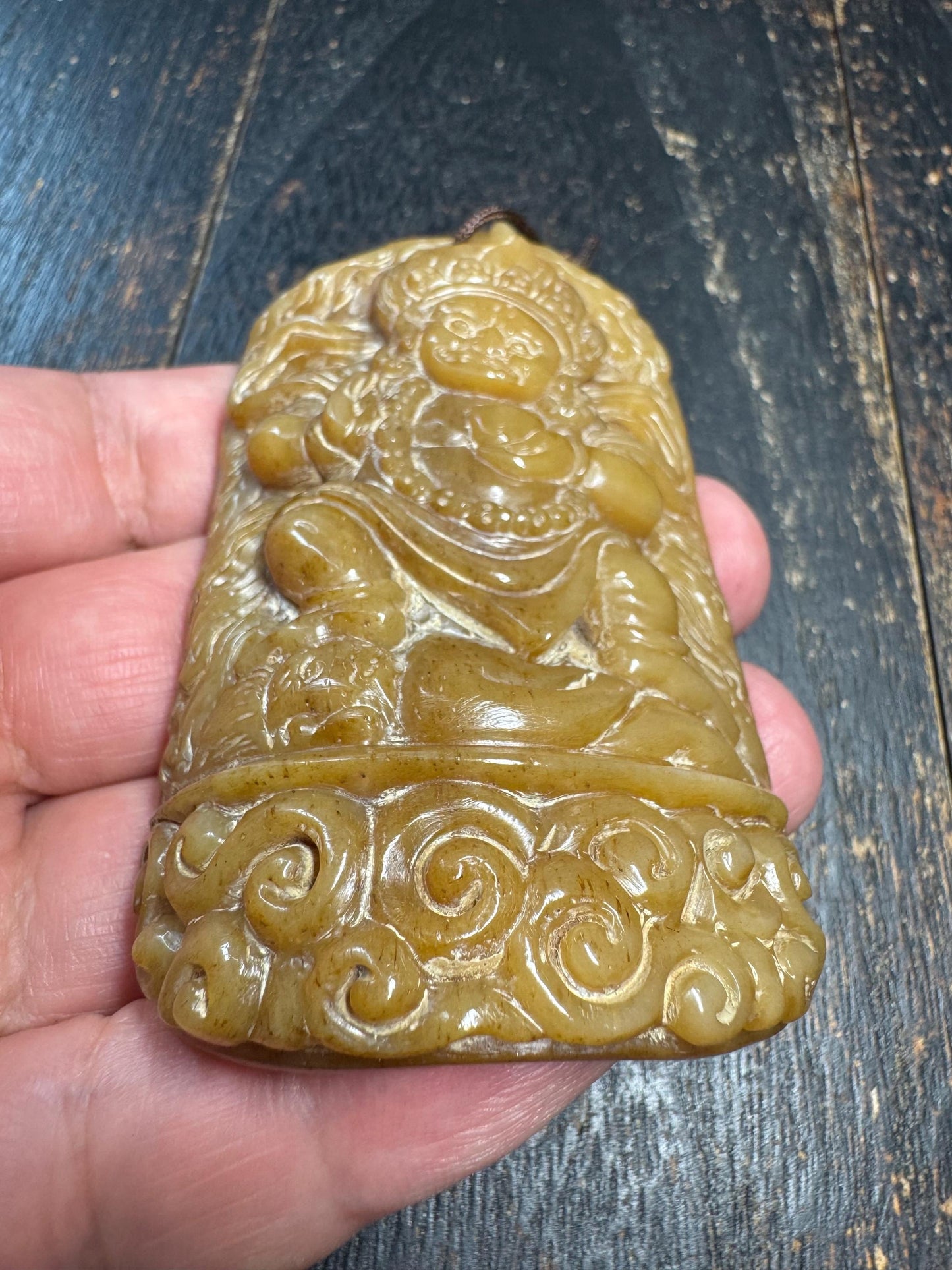 Hand Carved Yak Bone Tibetan Wrathful Protector Pendant – Himalayan Buddhist Guardian Deity Amulet, Vintage Style Bone Carving(H762)