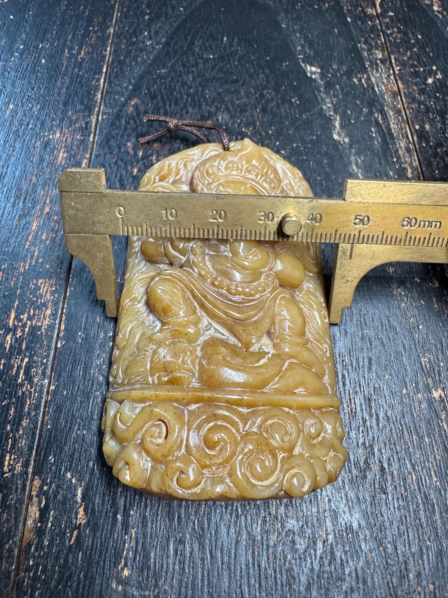 Hand Carved Yak Bone Tibetan Wrathful Protector Pendant – Himalayan Buddhist Guardian Deity Amulet, Vintage Style Bone Carving(H762)