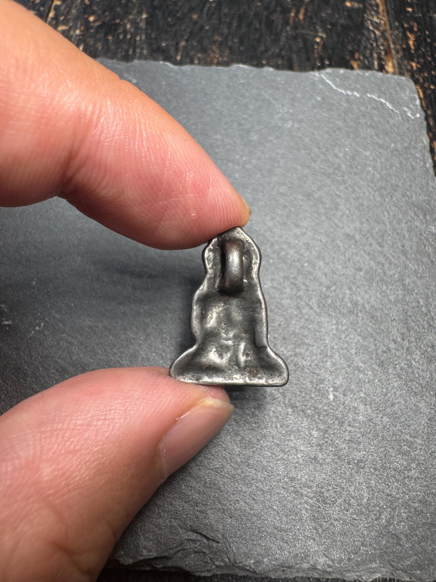 Vintage Cold Iron Seated Monk Pendant | Himalayan Meditation Yogi Amulet | Rustic Buddhist Charm for Necklace or Mala(H765)
