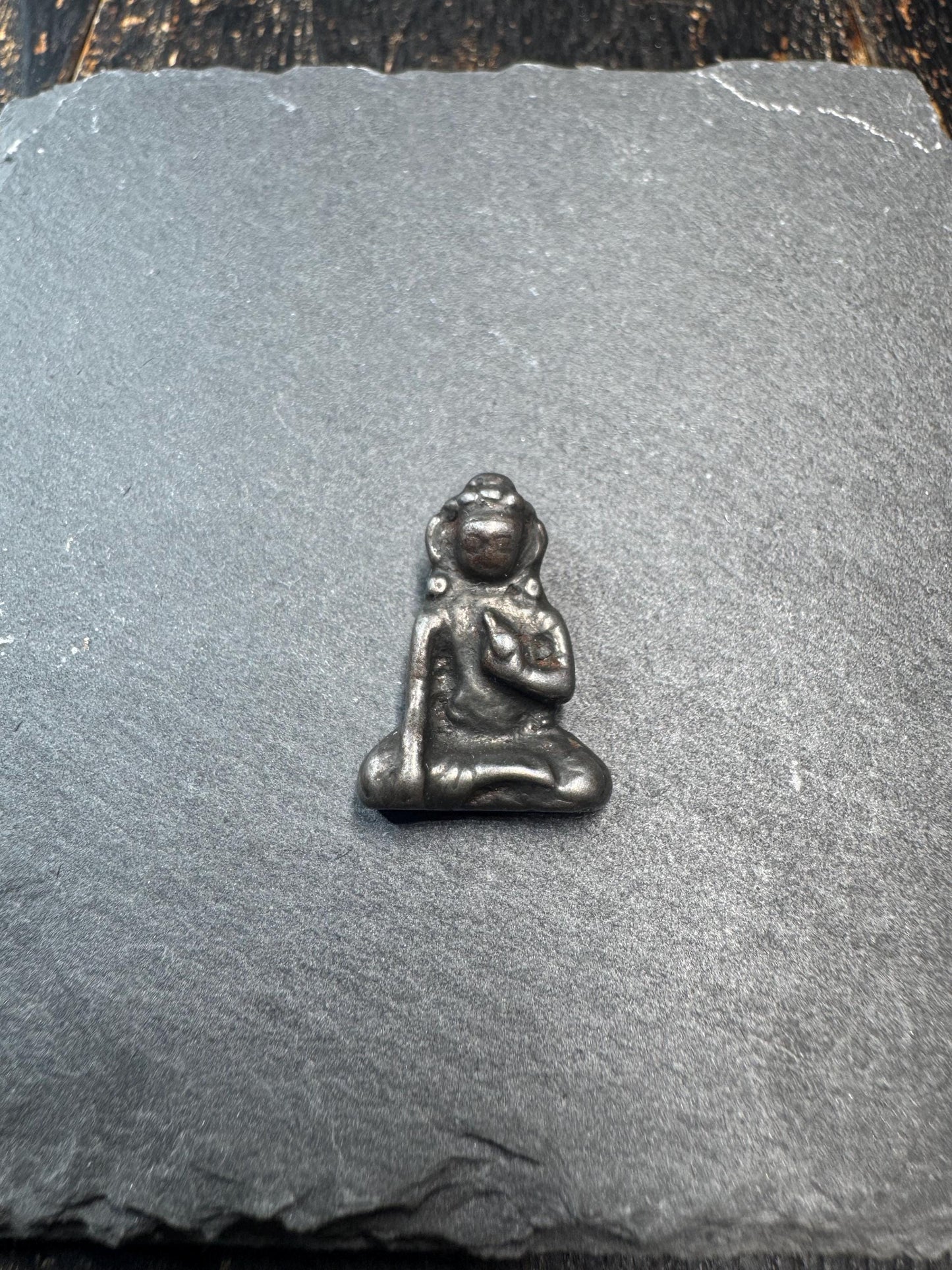 Vintage Cold Iron Seated Monk Pendant | Himalayan Meditation Yogi Amulet | Rustic Buddhist Charm for Necklace or Mala(H765)