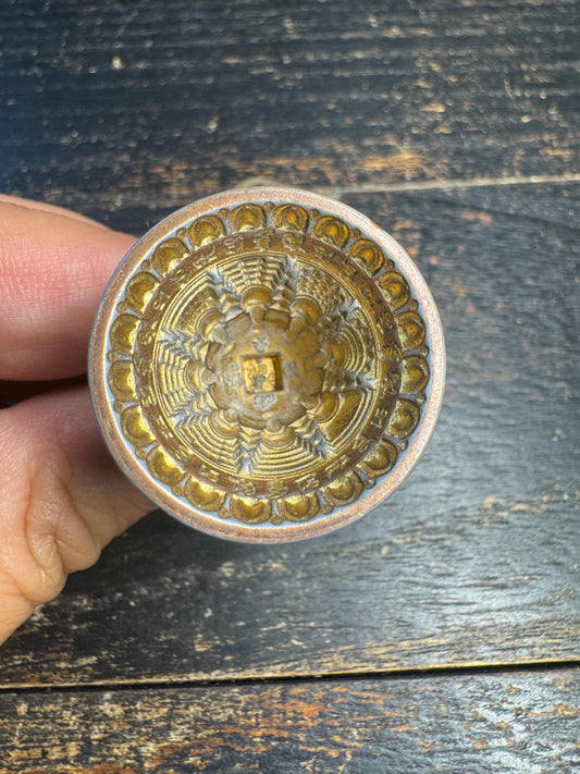 Tibetan Brass Ritual Bell with Yak Bone Handle – Hand Held Prayer Tool, Mantra Engraved Mandala, Himalayan Meditation Altar Object(H735)