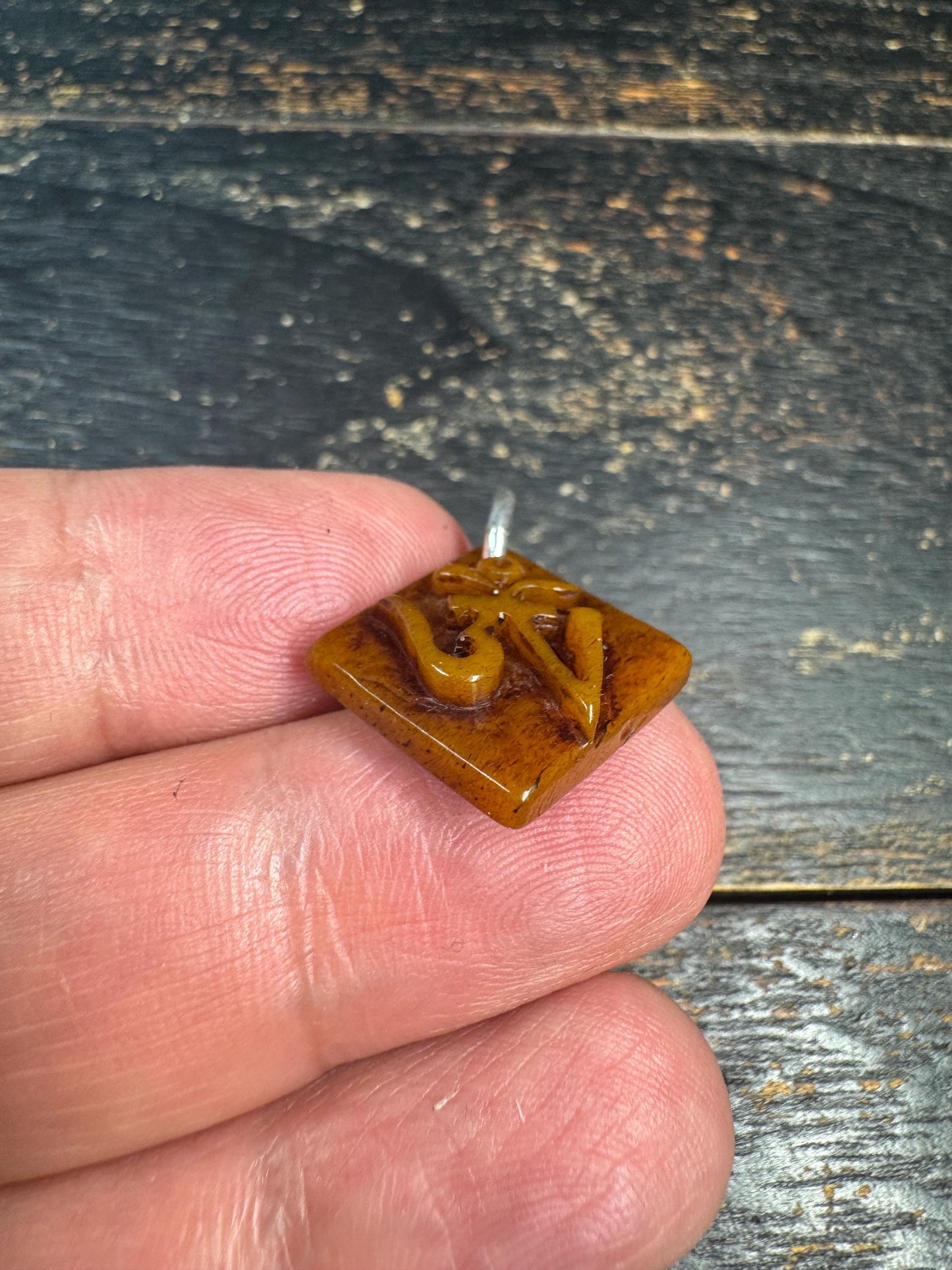 Vintage Yak Bone OM Pendant | Hand Carved Tibetan Sacred Symbol Amulet | Buddhist Meditation Necklace Charm|Himalayan Spiritual Jewelry(H769