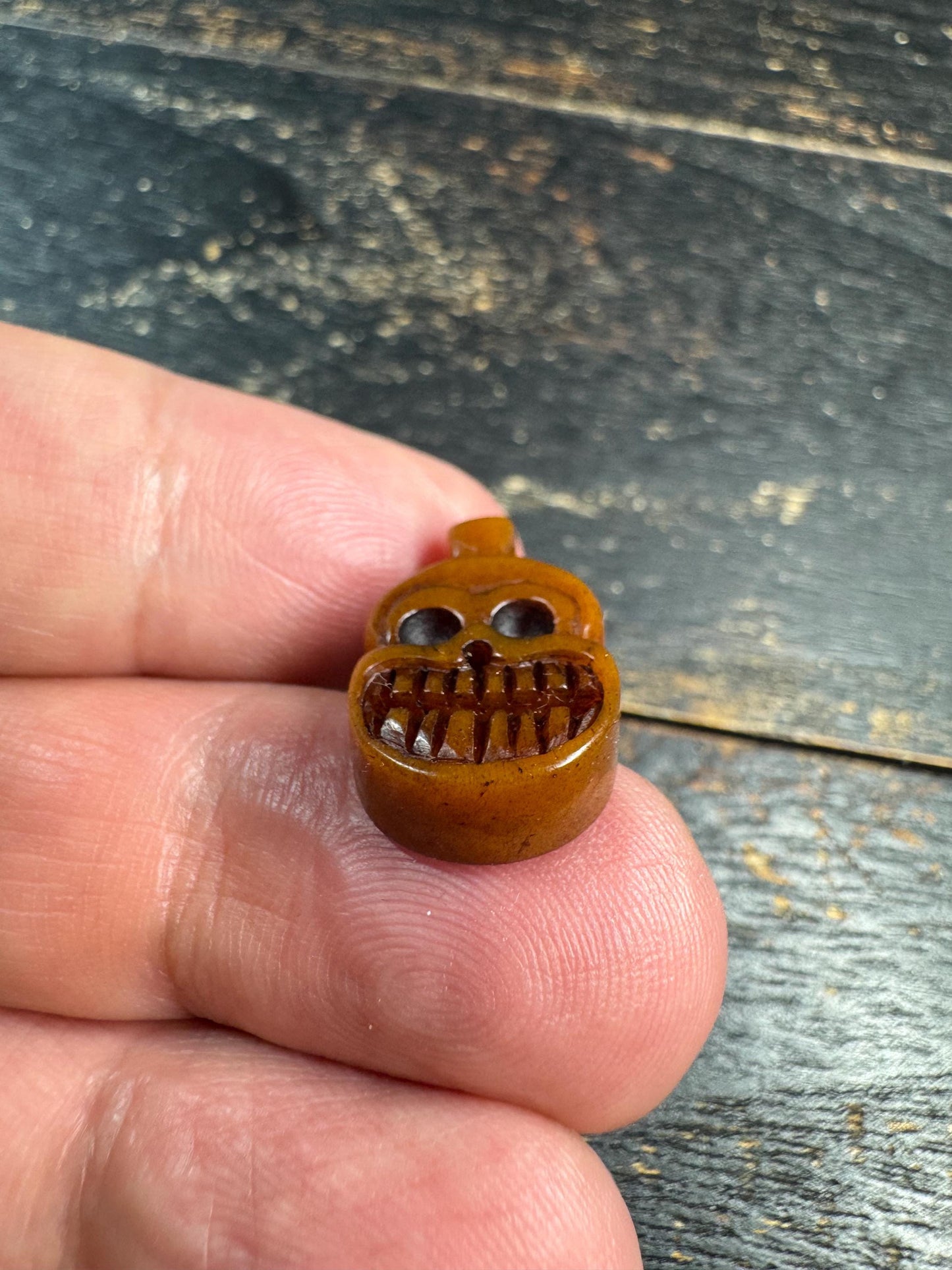 Hand Carved Yak Bone Skull Pendant, Tibetan Style Skeleton Amulet, Buddhist Mala Charm, Gothic Necklace Pendant, Nepal Handmade(H771)