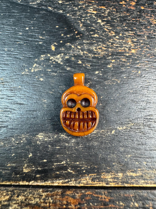 Hand Carved Yak Bone Skull Pendant, Tibetan Style Skeleton Amulet, Buddhist Mala Charm, Gothic Necklace Pendant, Nepal Handmade(H771)