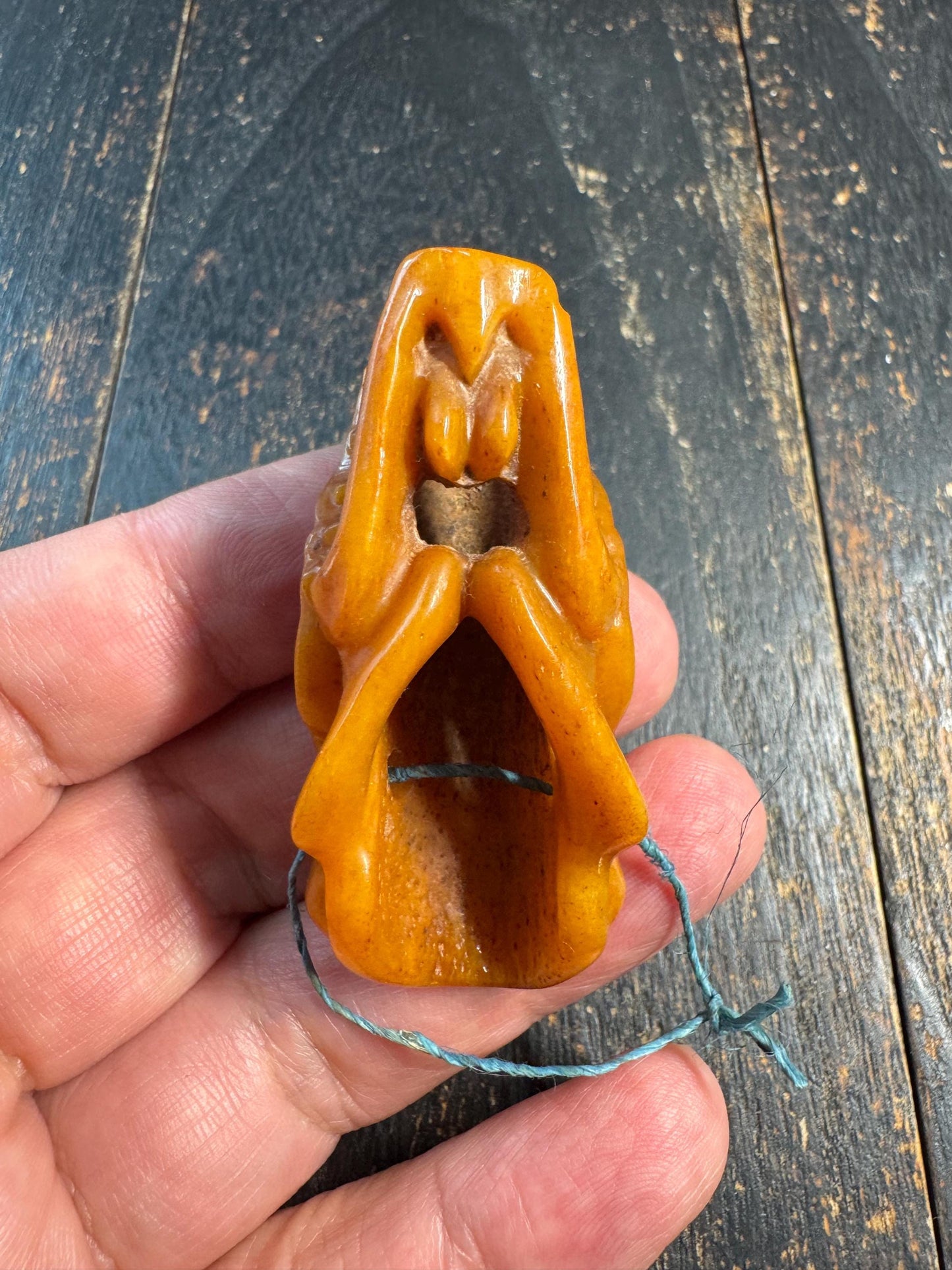 Vintage Tibetan Hand Carved Yak Bone Wolf Skull Pendant | Himalayan Beast Head Amulet | Gothic Tribal Necklace Charm | Mala Guru Bead(H741)
