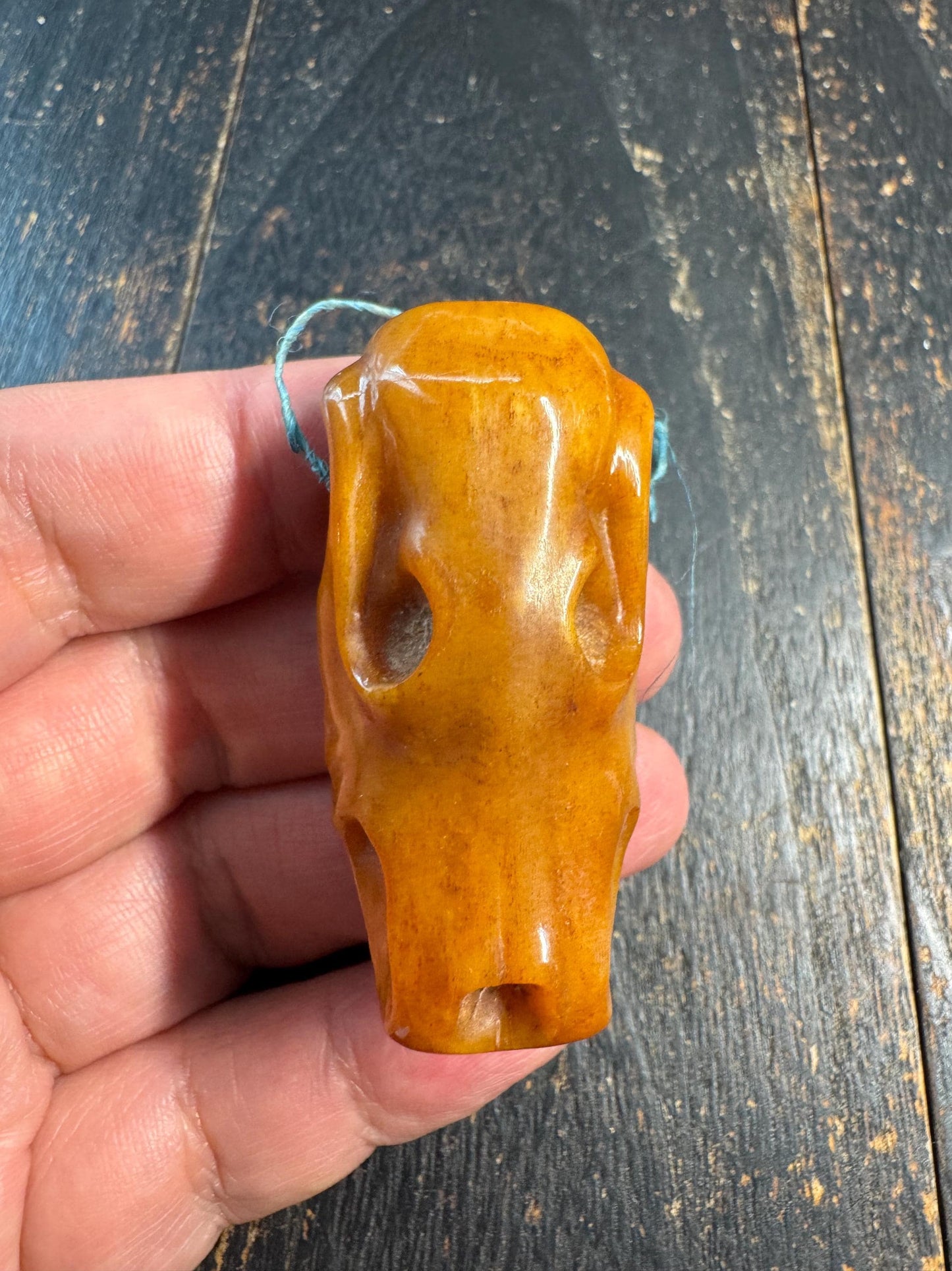 Vintage Tibetan Hand Carved Yak Bone Wolf Skull Pendant | Himalayan Beast Head Amulet | Gothic Tribal Necklace Charm | Mala Guru Bead(H741)