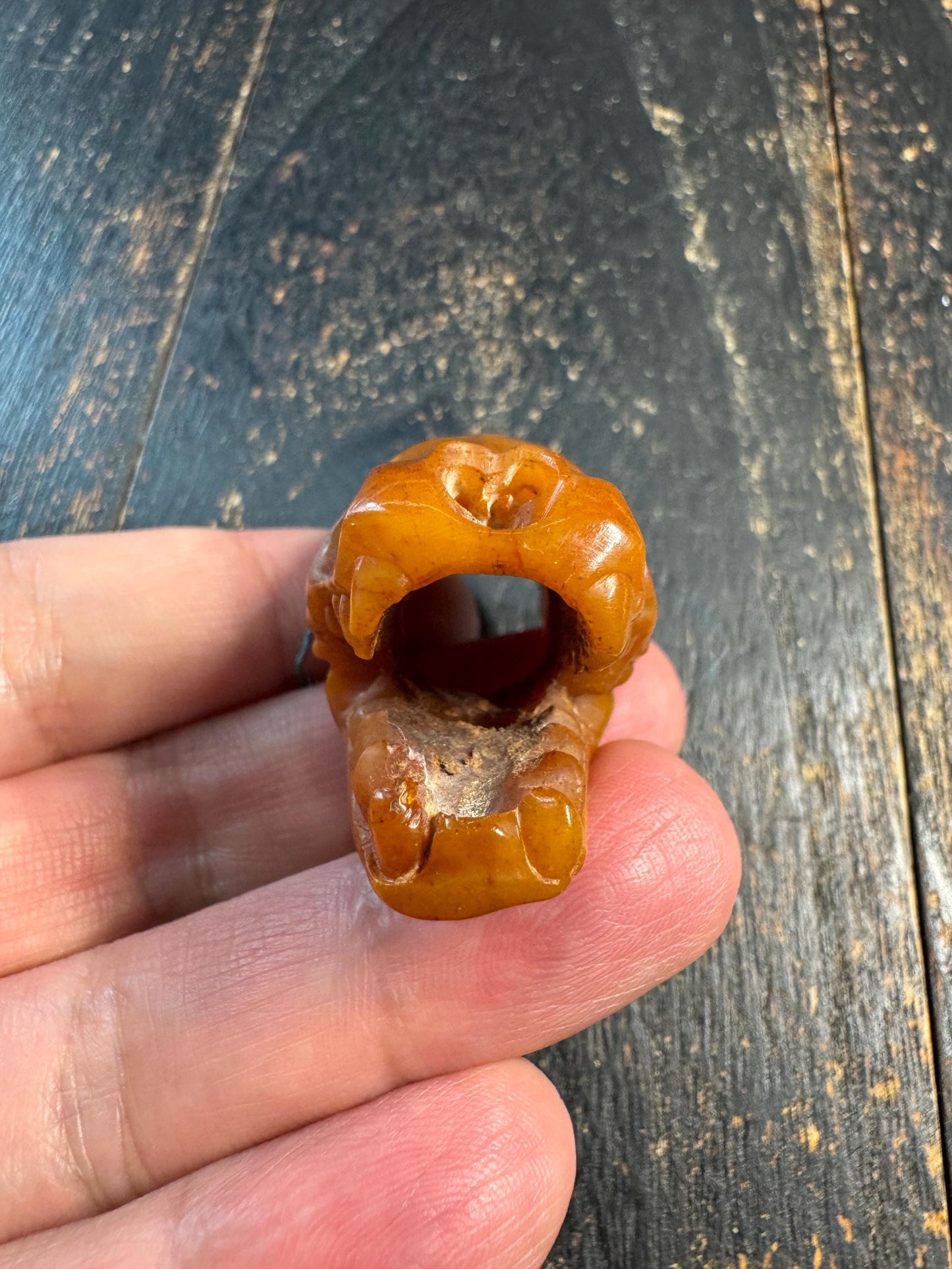 Vintage Tibetan Hand Carved Yak Bone Wolf Skull Pendant | Himalayan Beast Head Amulet | Gothic Tribal Necklace Charm | Mala Guru Bead(H741)