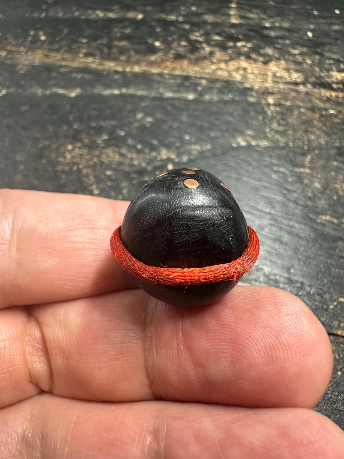 Black Horn Guru Bead with Mantra Dots, Hand Carved Tibetan Style Mala Center Bead, 3 Hole Prayer Bead for Mala Making(H743)