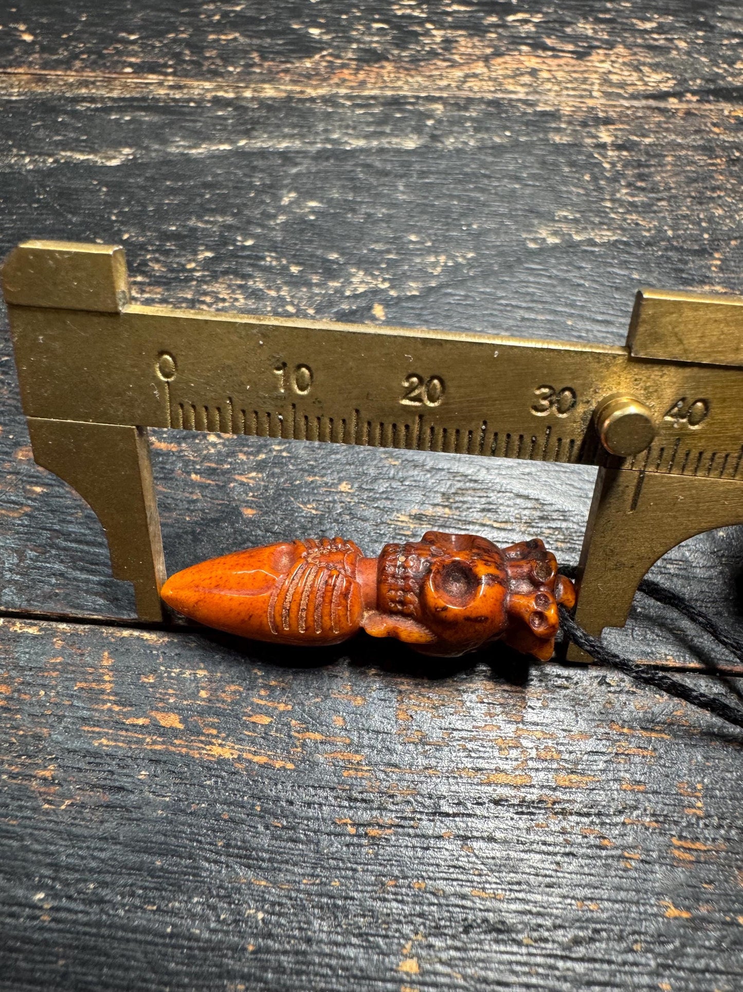 Hand Carved Yak Bone Citipati Skull Phurba Pendant, Tibetan Buddhist Ritual Dagger Amulet, Mala Guru Pendant, Meditation Charm(H746)