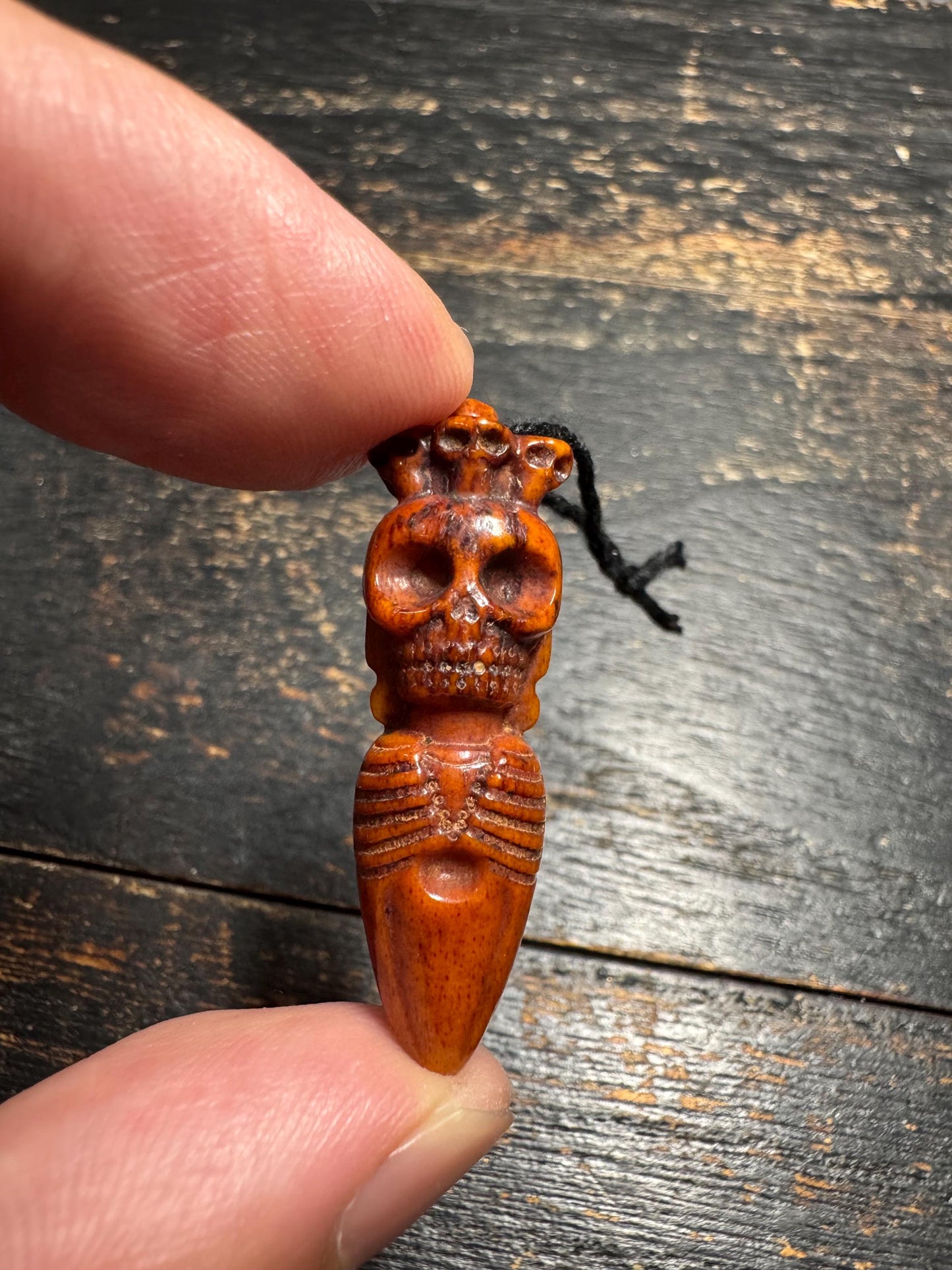 Hand Carved Yak Bone Citipati Skull Phurba Pendant, Tibetan Buddhist Ritual Dagger Amulet, Mala Guru Pendant, Meditation Charm(H746)