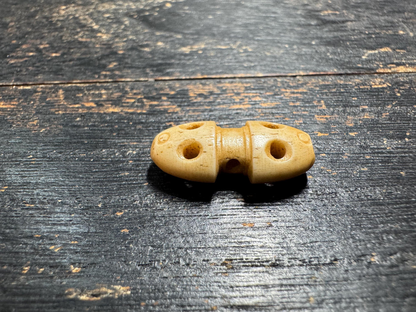 Hand Carved Yak Bone Guru Bead, Tibetan Double Head Three Hole Guru Bead, Mala Connector Bead, Buddhist Prayer Bead DIY Supplies(H747)