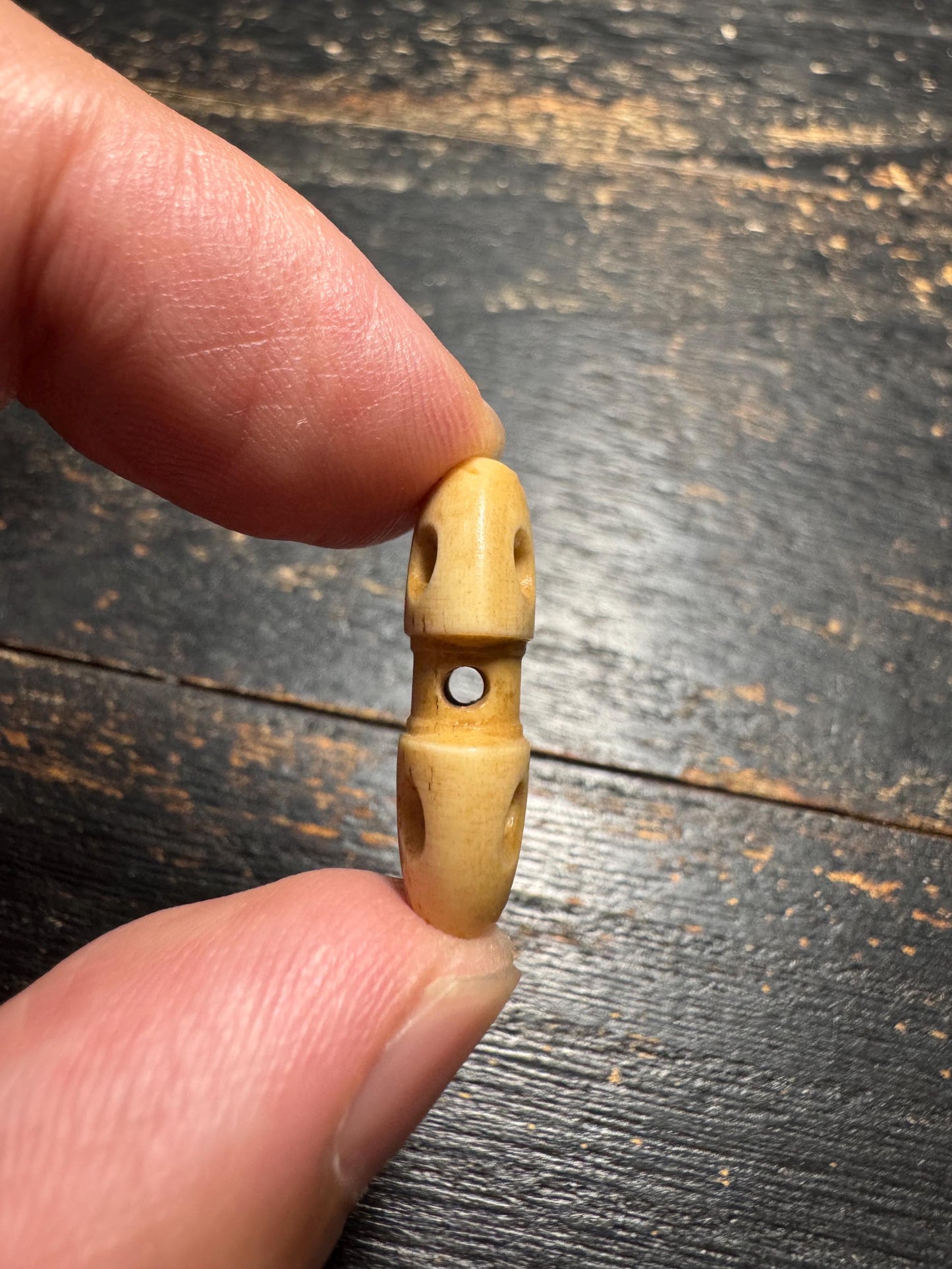 Hand Carved Yak Bone Guru Bead, Tibetan Double Head Three Hole Guru Bead, Mala Connector Bead, Buddhist Prayer Bead DIY Supplies(H747)