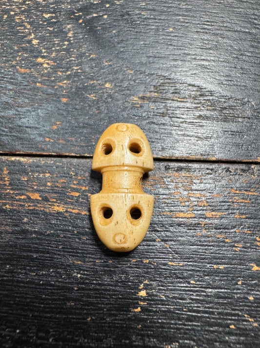Hand Carved Yak Bone Guru Bead, Tibetan Double Head Three Hole Guru Bead, Mala Connector Bead, Buddhist Prayer Bead DIY Supplies(H747)