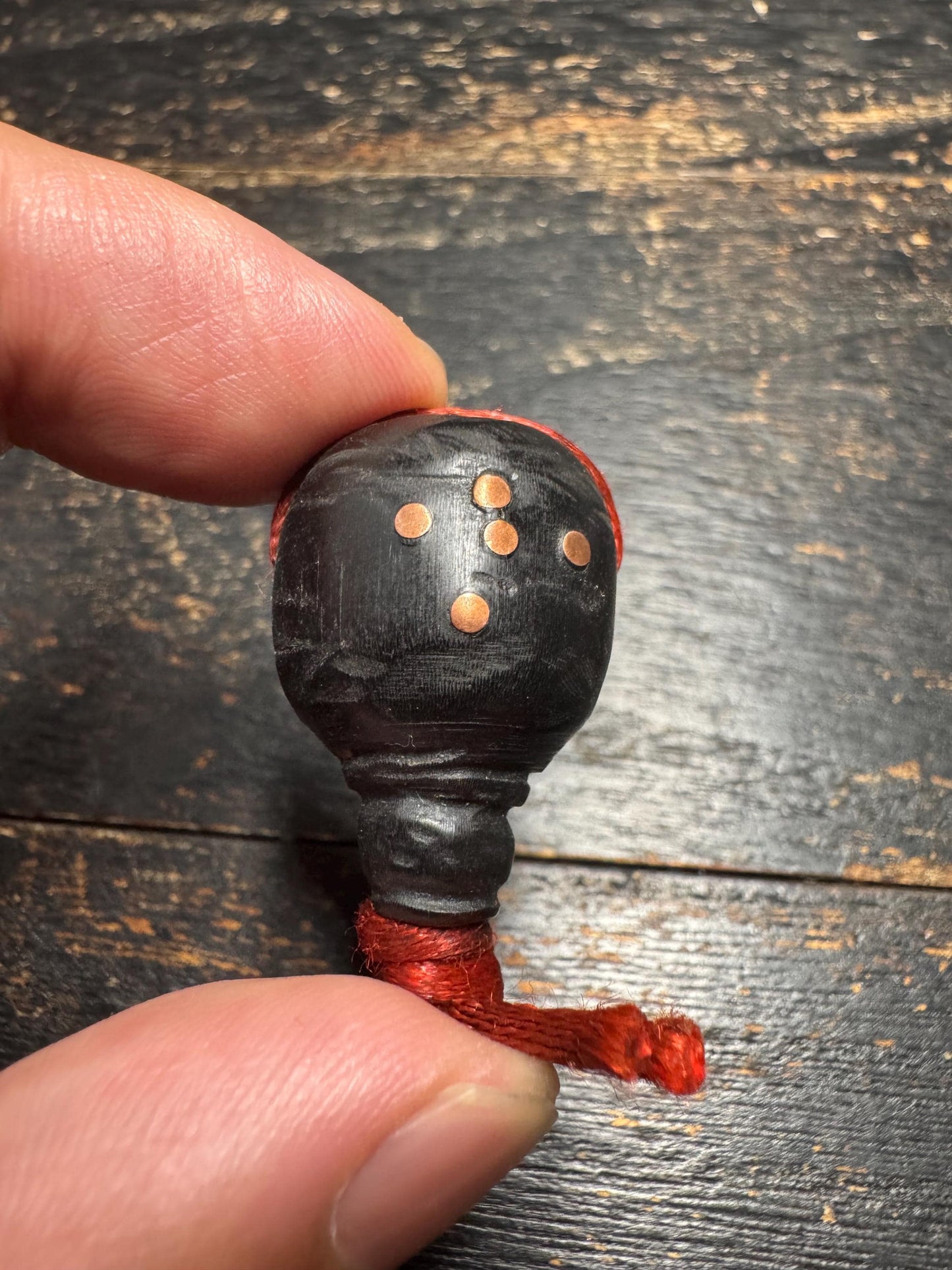 Black Horn Guru Bead with Mantra Dots, Hand Carved Tibetan Style Mala Center Bead, 3 Hole Prayer Bead for Mala Making(H748)