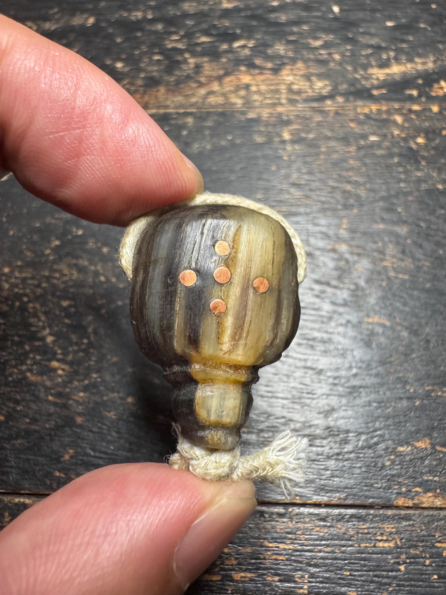 Vintage Tibetan Style Carved Horn Guru Bead | Four Sacred Mantra Dots | Three-Hole Guru Bead for Mala Making | Handmade Prayer Bead(H749)