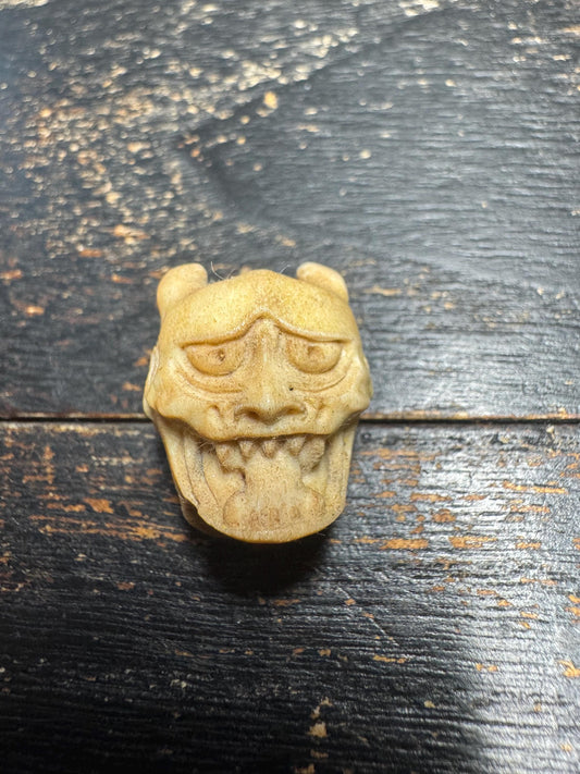 Vintage Hand Carved Deer Antler Skull Guru Bead, Multi Face Carved Spacer Bead, Tibetan Style Mala Center Bead, Prayer Bead DIY Jewelry(H753