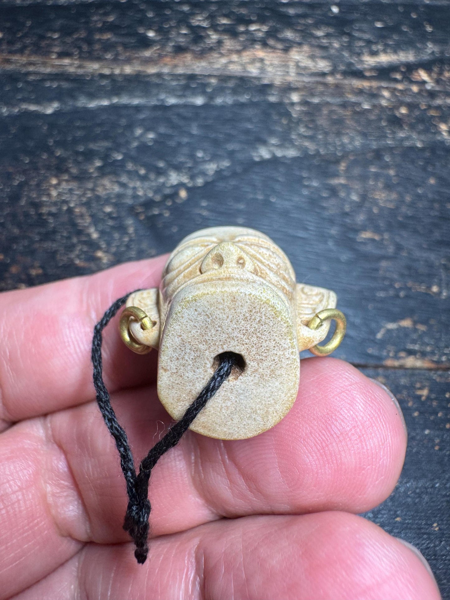 Vintage Hand Carved Deer Antler Tribal Face Guru Bead, Ethnic Mask Mala Center Bead, Himalayan Style Prayer Bead, Natural Antler Jewel(H755)