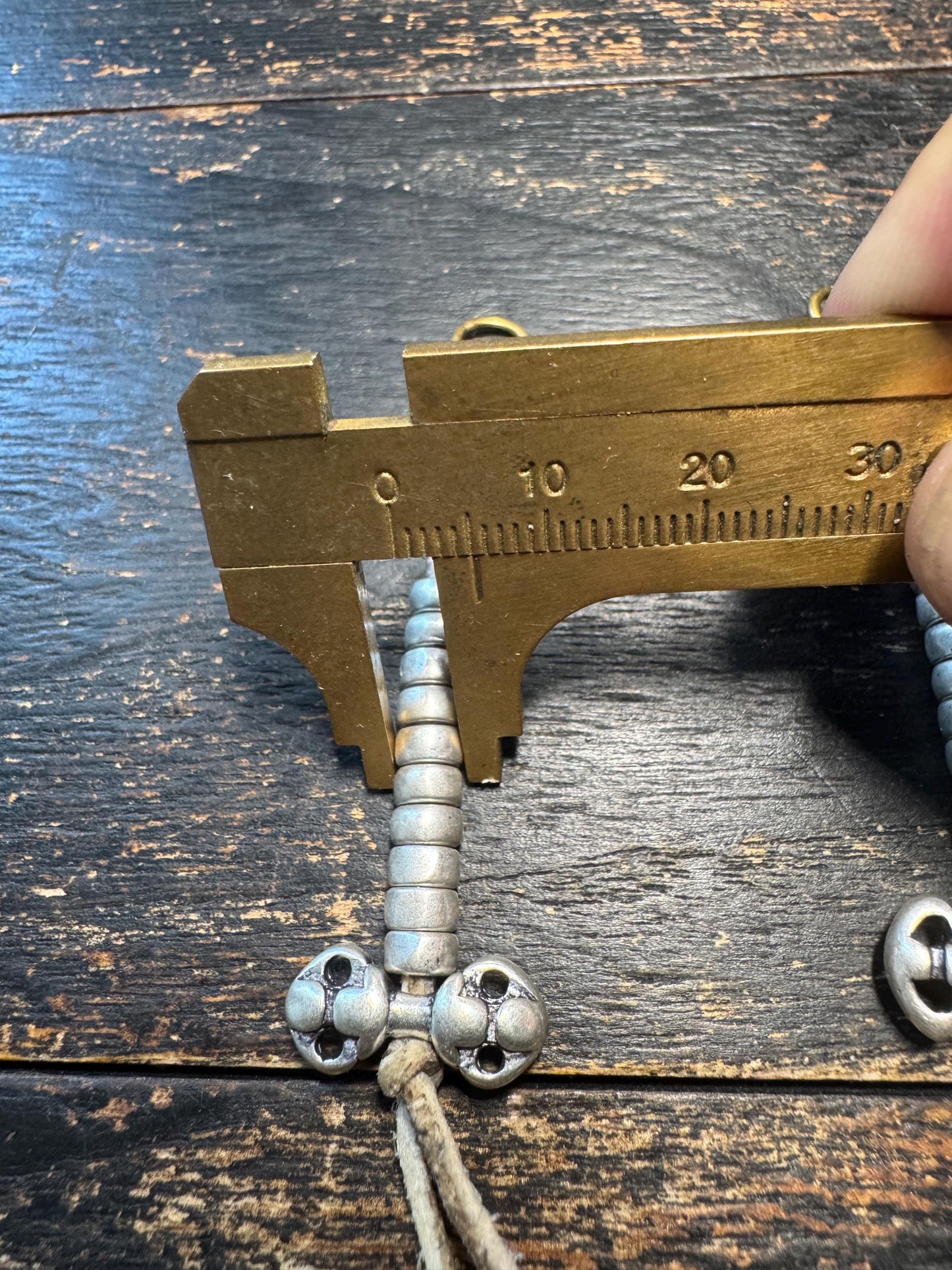 Vintage Tibetan White Brass Mala Counter Set – Vajra & Bell (Ghanta) Counter for 108 Prayer Beads, Buddhist Meditation Accessory(H779）