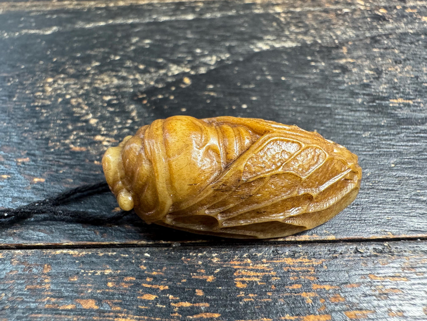 Hand Carved Yak Bone Cicada Pendant, Tibetan Style Insect Amulet, Rebirth Symbol Talisman, Unique Boho Spiritual Jewelry(H758)