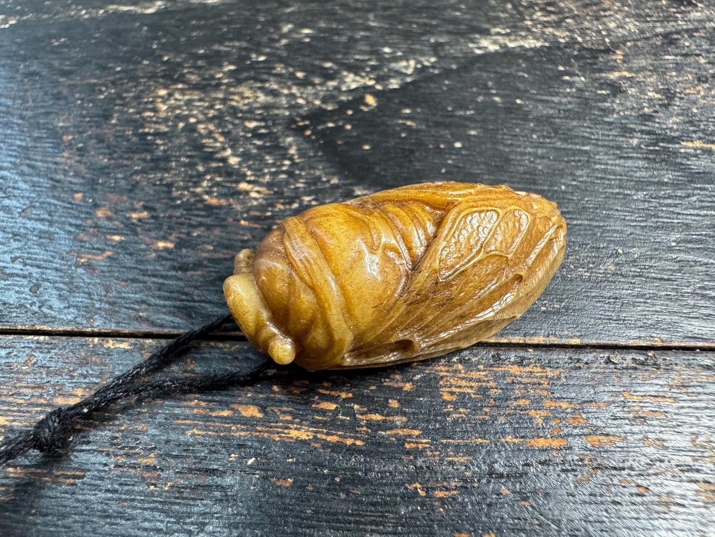 Hand Carved Yak Bone Cicada Pendant, Tibetan Style Insect Amulet, Rebirth Symbol Talisman, Unique Boho Spiritual Jewelry(H758)