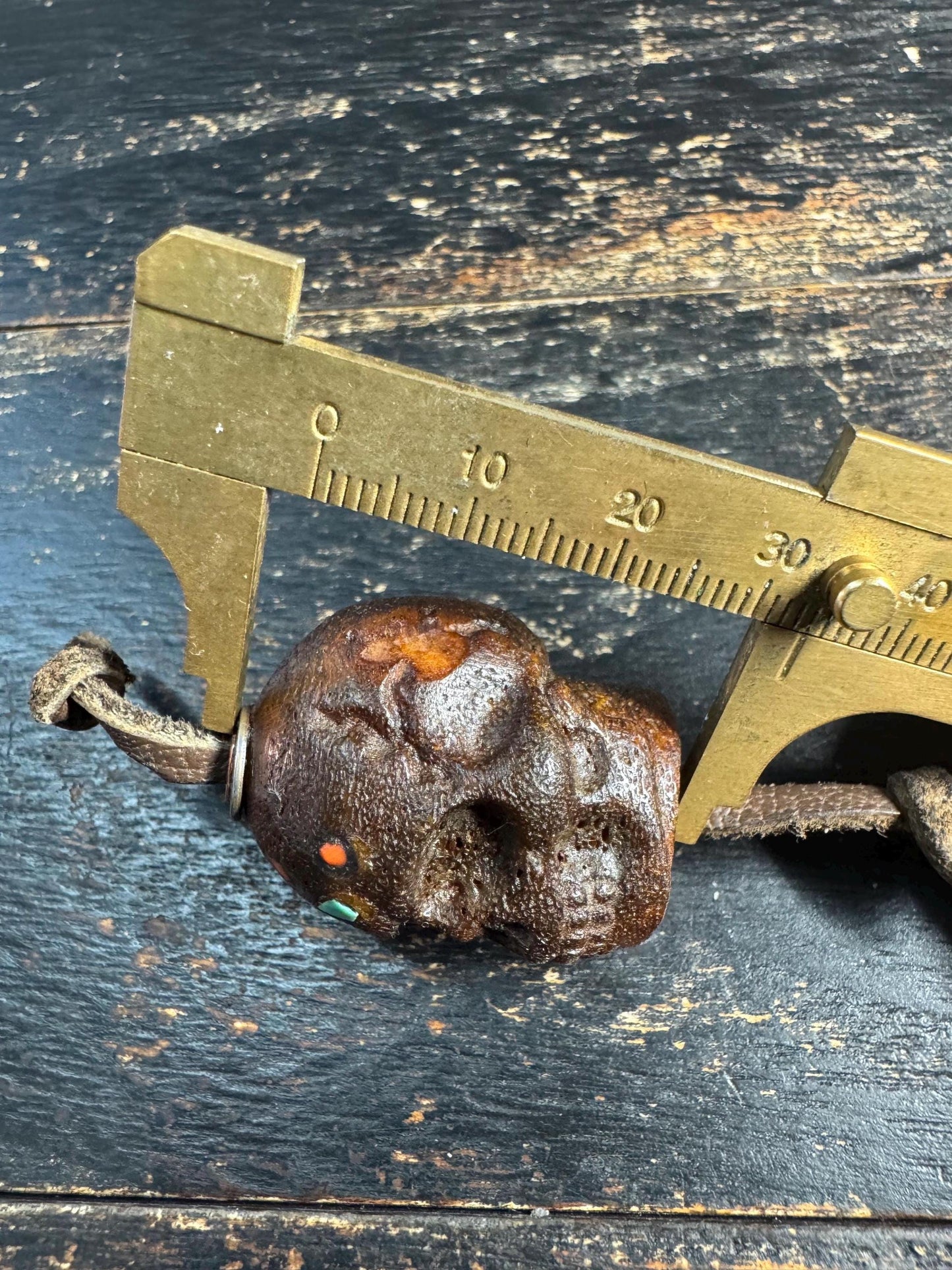 Hand Carved Skull Guru Bead with Turquoise & Coral Inlay | Natural Bone Focal Bead | Tibetan Style Mala Guru Bead | Pendant for Jewelry(H759