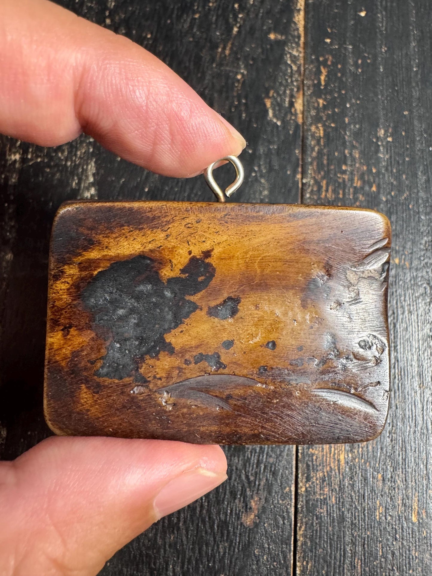 Hand Carved Yak Bone Amulet Pendant with Turquoise & Coral Inlay | Tibetan Style Protective Charm | Himalayan Tribal Pendant (H760)