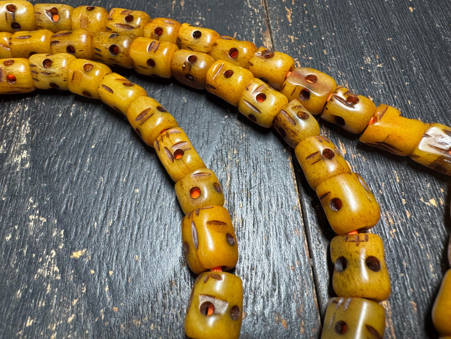 Vintage 108 Yak Bone Mala Necklace 42 Inches | Tibetan Buddhist Prayer Beads | Hand-Carved Meditation Mala | Tribal Spiritual Jewelry(H781)