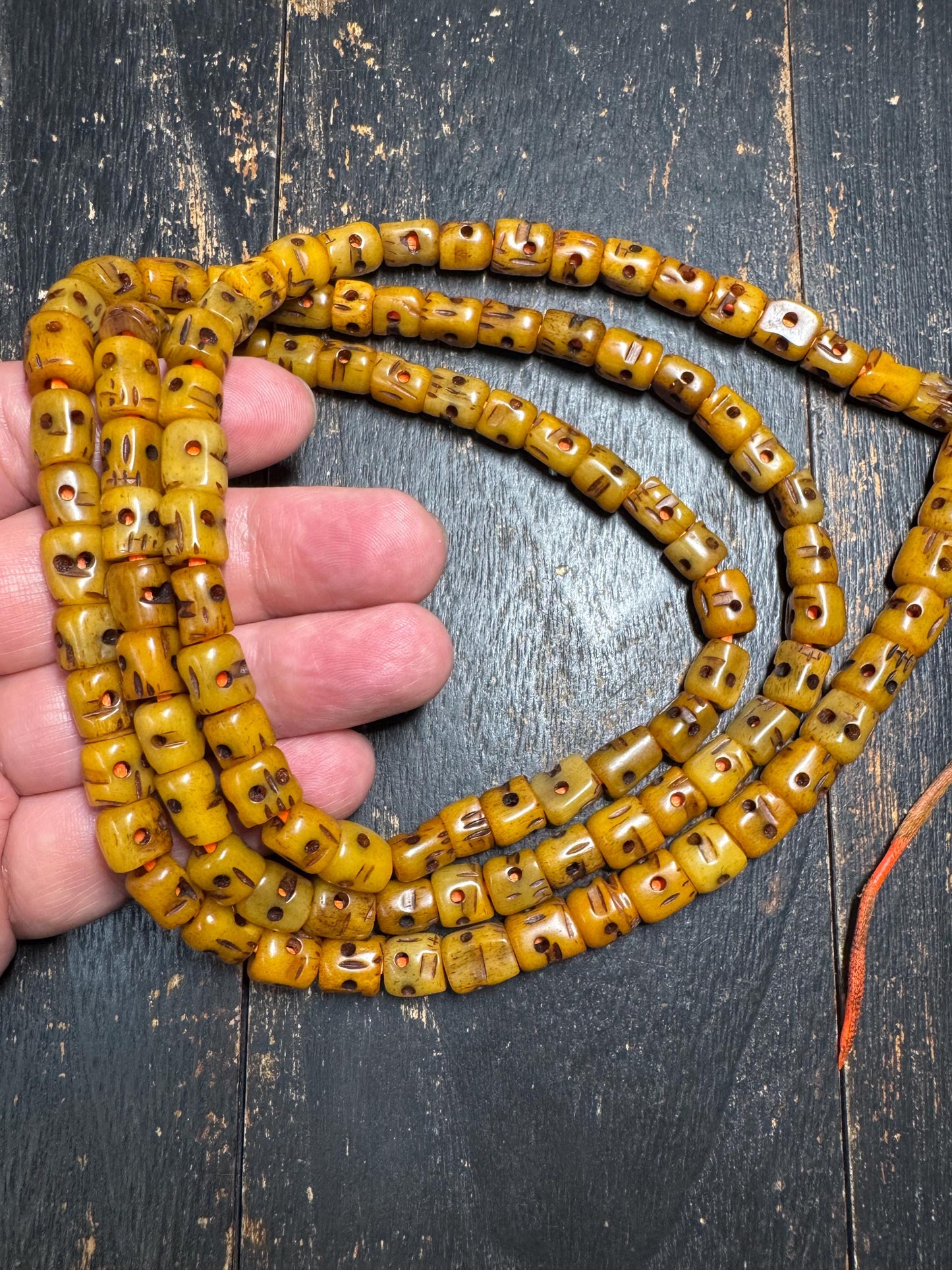 Vintage 108 Yak Bone Mala Necklace 42 Inches | Tibetan Buddhist Prayer Beads | Hand-Carved Meditation Mala | Tribal Spiritual Jewelry(H781)