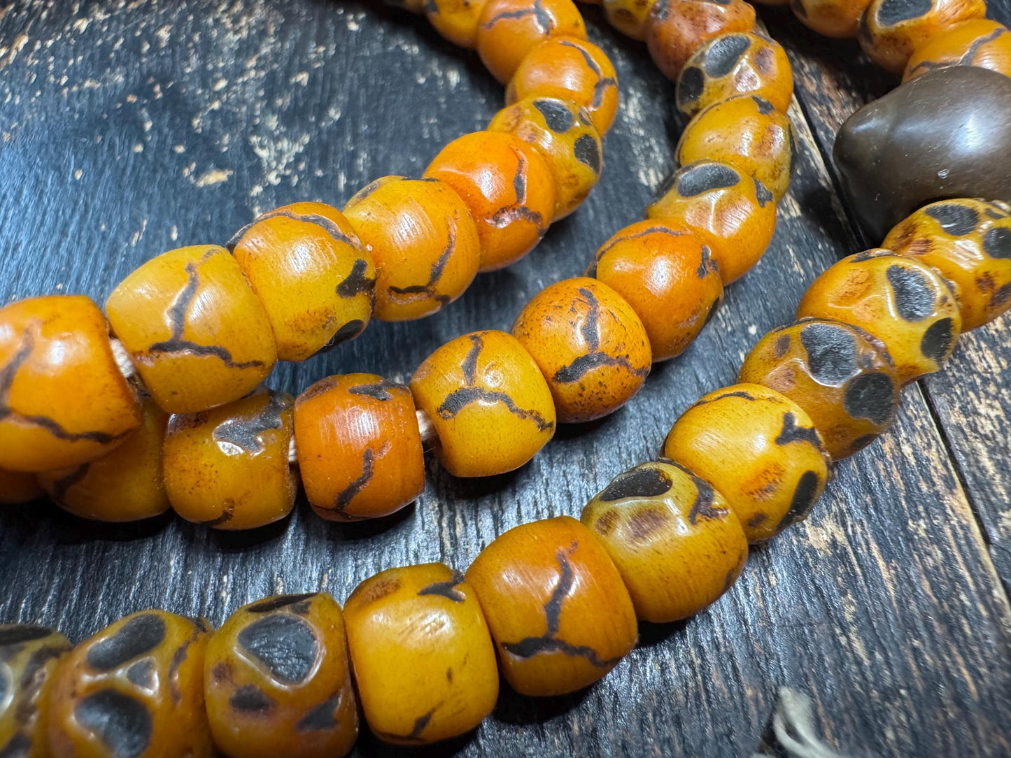 Vintage Tibetan Skull Bone Mala 108 Beads 9mm 30 Inches – Hand Carved Skull Prayer Beads, Buddhist Meditation Necklace, Gothic Mala(H761)