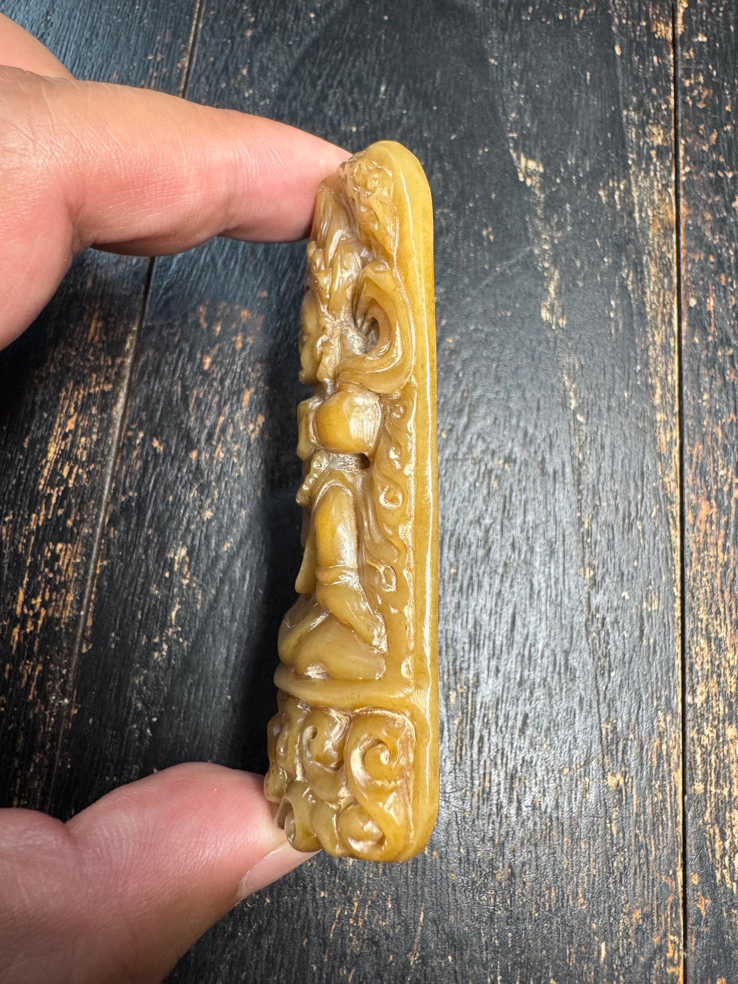 Hand Carved Yak Bone Tibetan Wrathful Protector Pendant – Himalayan Buddhist Guardian Deity Amulet, Vintage Style Bone Carving(H762)