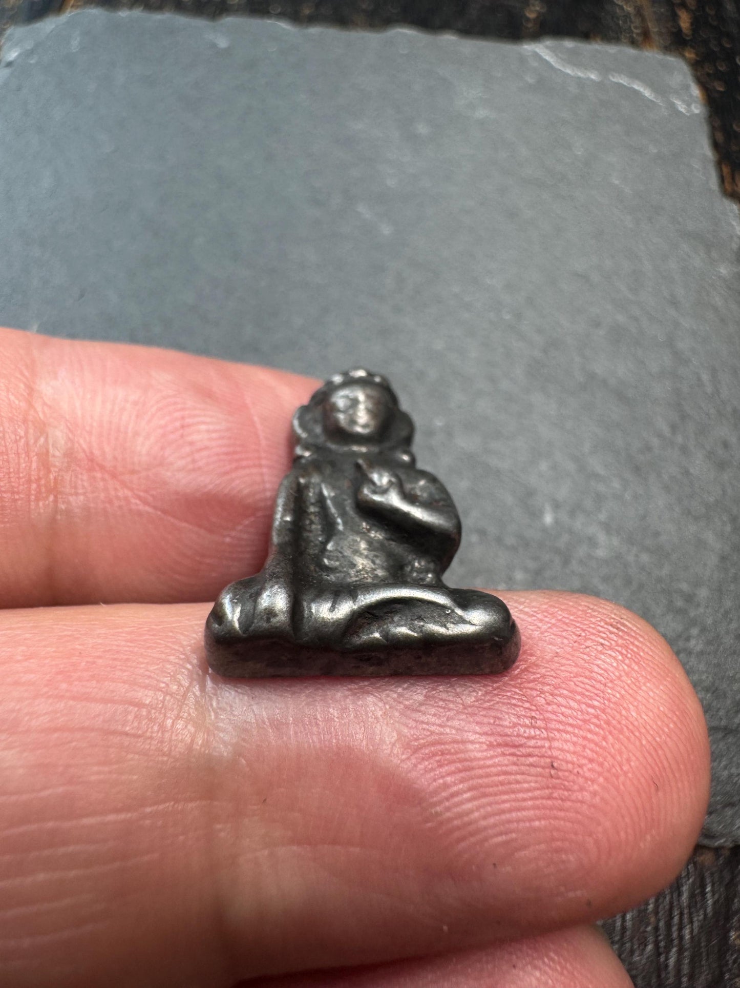 Vintage Cold Iron Seated Monk Pendant | Himalayan Meditation Yogi Amulet | Rustic Buddhist Charm for Necklace or Mala(H765)