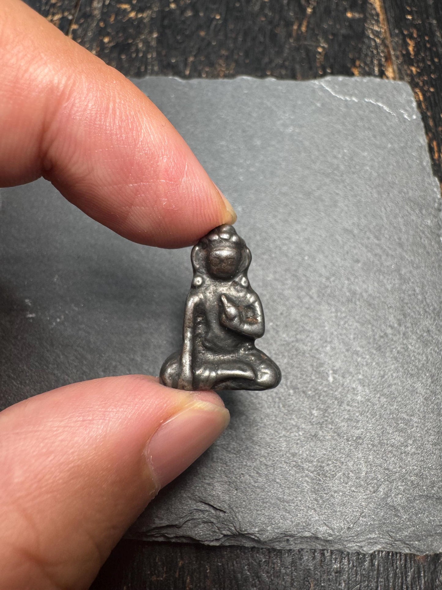 Vintage Cold Iron Seated Monk Pendant | Himalayan Meditation Yogi Amulet | Rustic Buddhist Charm for Necklace or Mala(H765)