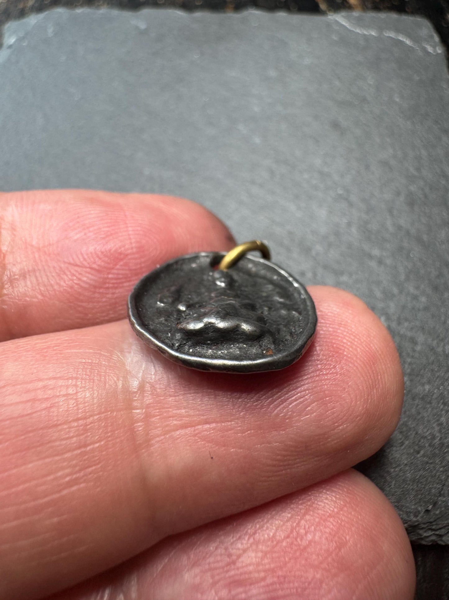 Vintage Cold Iron Jambhala Pendant | Tibetan Vajra Amulet | Buddhist Good Luck Charm | Double Vajra Protection Pendant(H766)