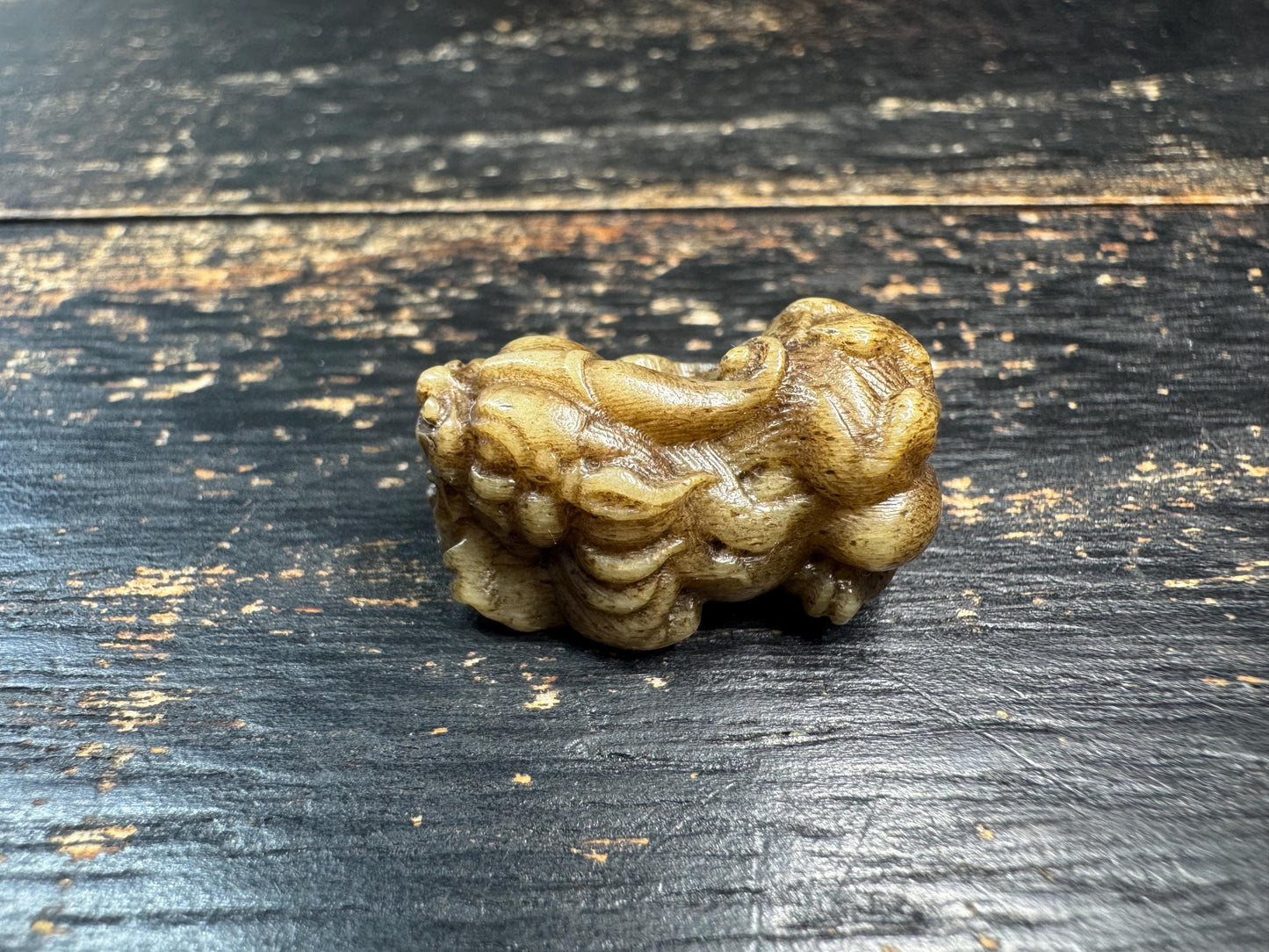 Hand Carved Yak Bone Pixiu Bead Pendant, Tibetan Style Pi Yao Amulet, Fortune Wealth Talisman, DIY Mala Guru Bead Charm(H768)