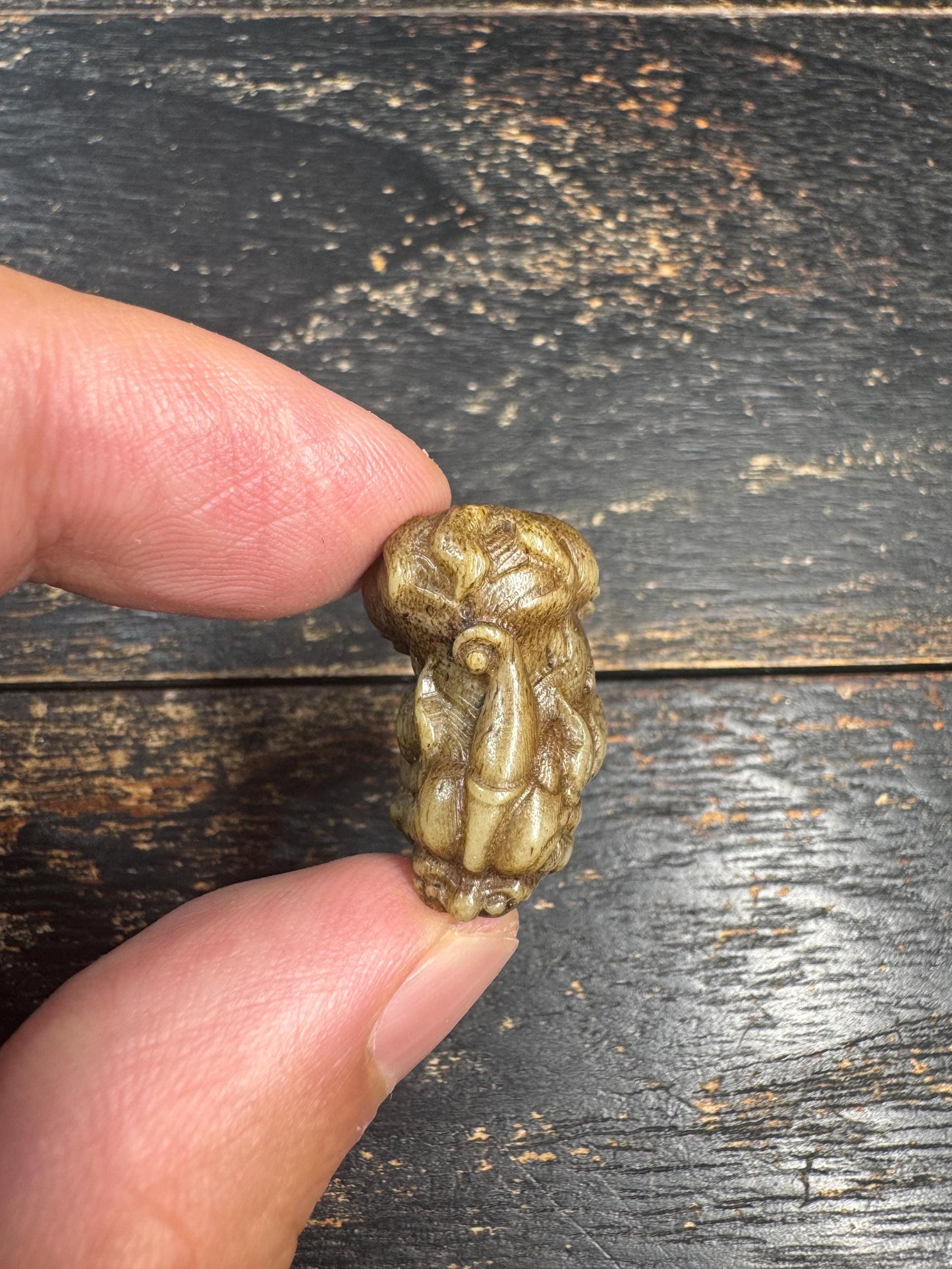 Hand Carved Yak Bone Pixiu Bead Pendant, Tibetan Style Pi Yao Amulet, Fortune Wealth Talisman, DIY Mala Guru Bead Charm(H768)