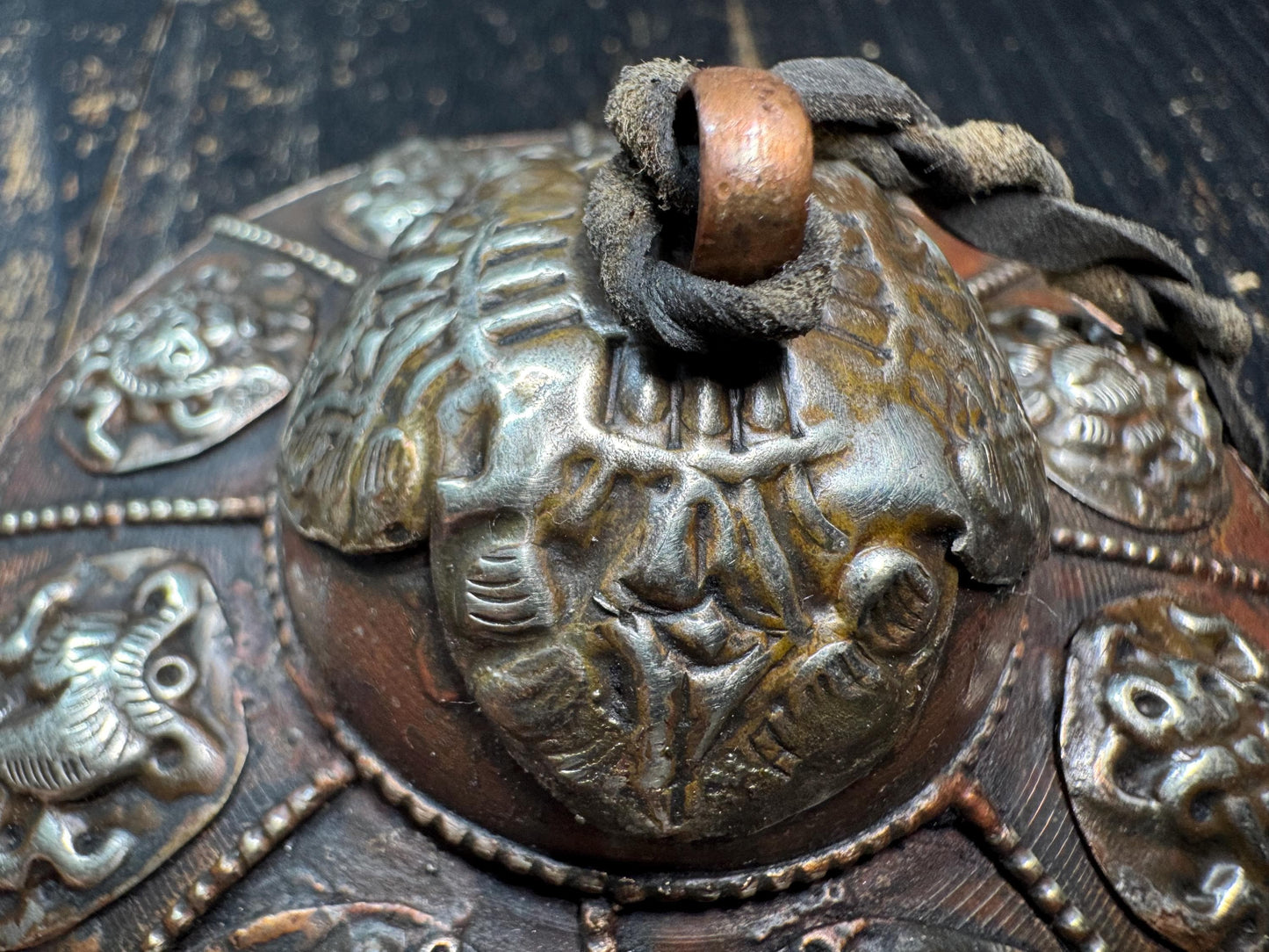 Rare Tibetan Tingsha Bells with Brass Gau Prayer Box | Eight Auspicious Symbols Buddhist Ritual Cymbals | Meditation & Sound Healing(H818)