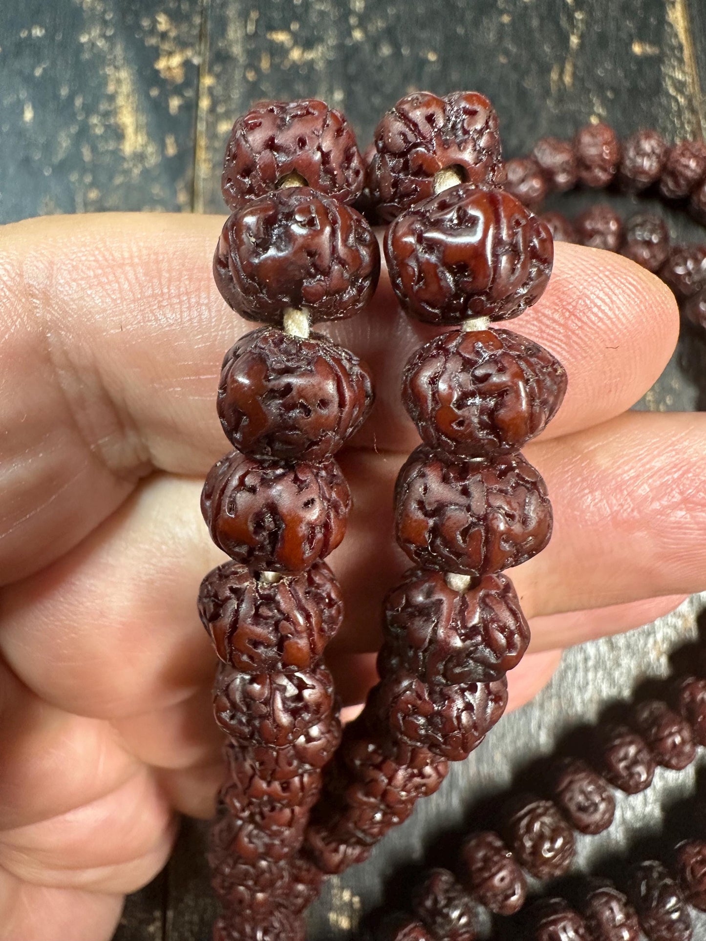 Natural Rudraksha Seed Mala Necklace,108 Bead Prayer Mala, 34 Inches Himalayan Japa Meditation Rosary, Hand Knotted Buddhist Hindu Yoga(H846