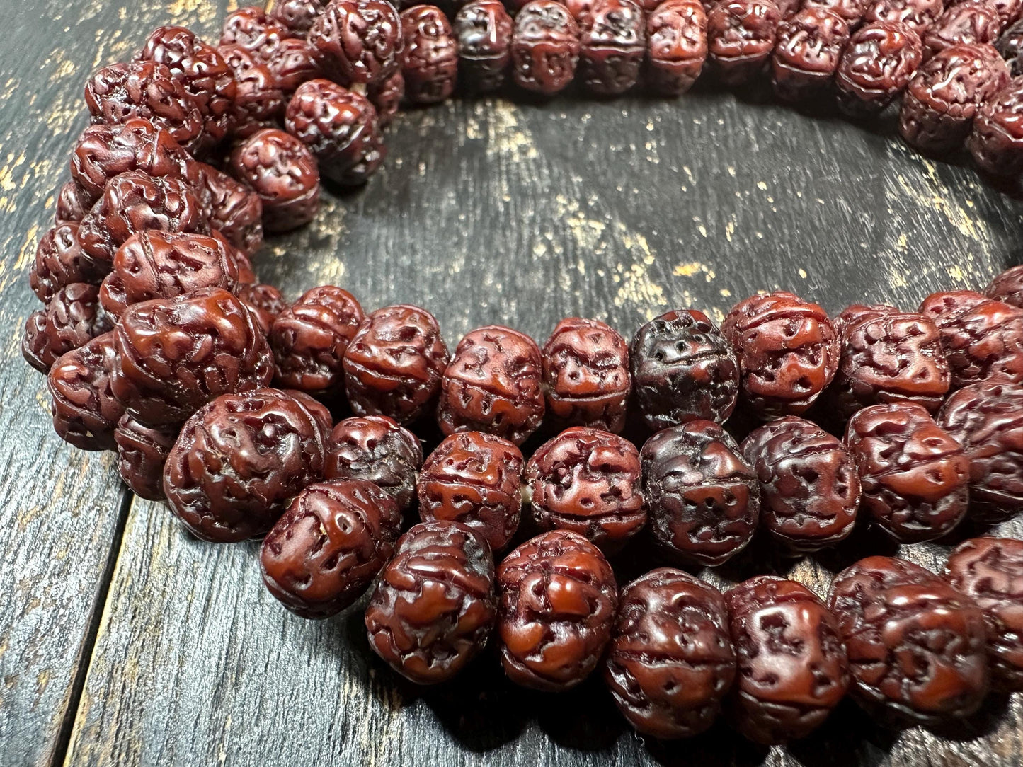 Natural Rudraksha Seed Mala Necklace,108 Bead Prayer Mala, 34 Inches Himalayan Japa Meditation Rosary, Hand Knotted Buddhist Hindu Yoga(H846