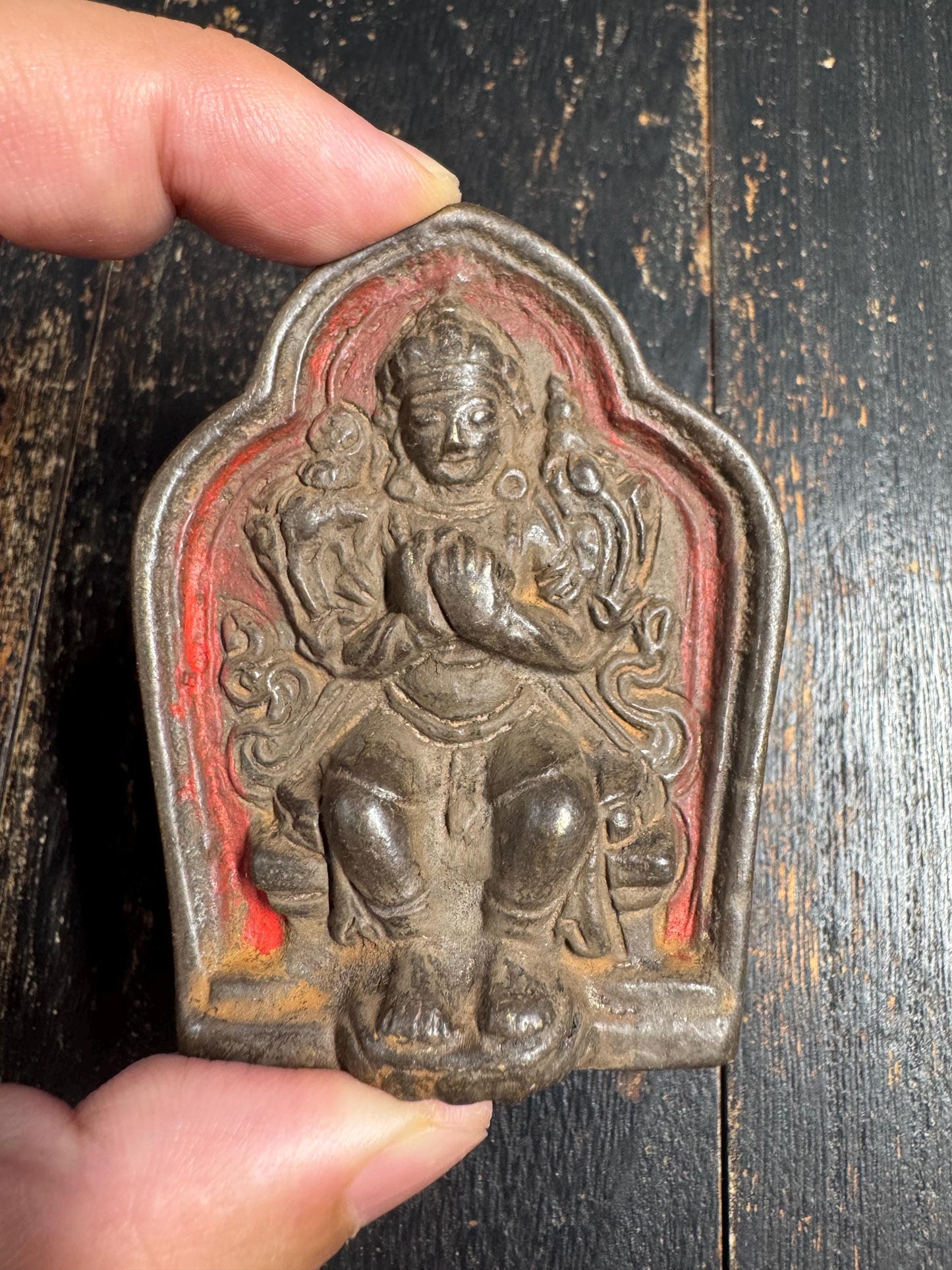 Old Tibetan Bronze White Tara Plaque | Kwan Yin Relief Talisman | Temple Shrine Statue | Six-Character Mantra Back |Buddhist Altar Icon(H847