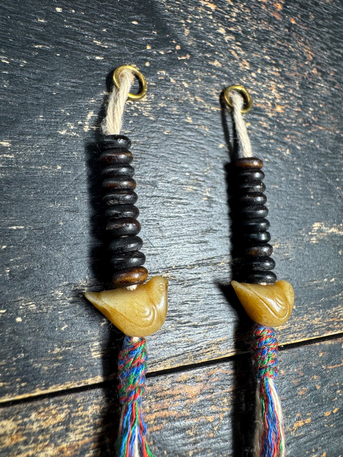 Hand-Carved Yak Bone Mala Counters with Bird Charms, Tibetan Buddhist Prayer Bead Counters, Handmade Mala Accessories set of 2(H849）