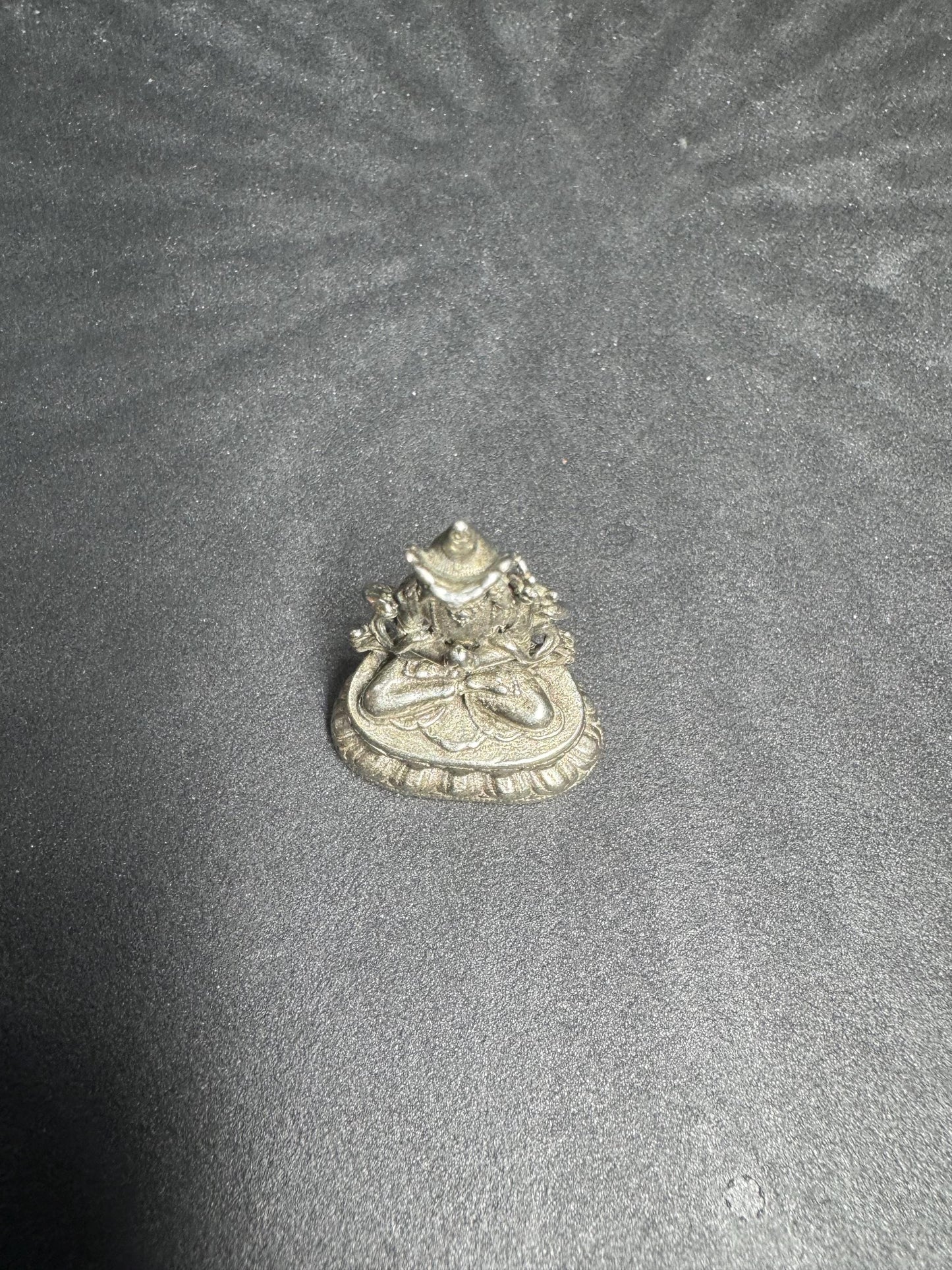 Mini White Copper Four-Armed Avalokiteshvara (Chenrezig) Statue, 30mm Buddhist Compassion Deity, Handmade Karma Altar Figurine(H776)