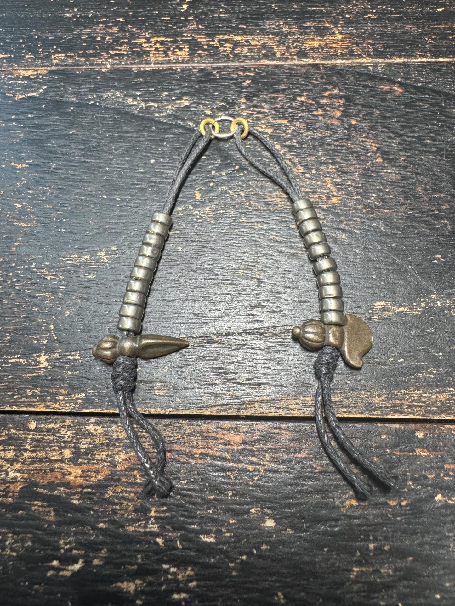 Vintage Tibetan Brass Mala Counter Set – Vajra Phurba & Kartika Ritual Counter,Buddhist Prayer Beads Accessory,Handmade Meditation Tool(H778