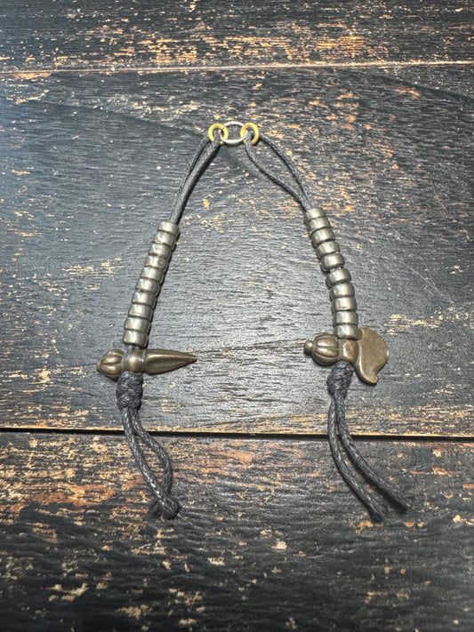 Vintage Tibetan Brass Mala Counter Set – Vajra Phurba & Kartika Ritual Counter,Buddhist Prayer Beads Accessory,Handmade Meditation Tool(H778