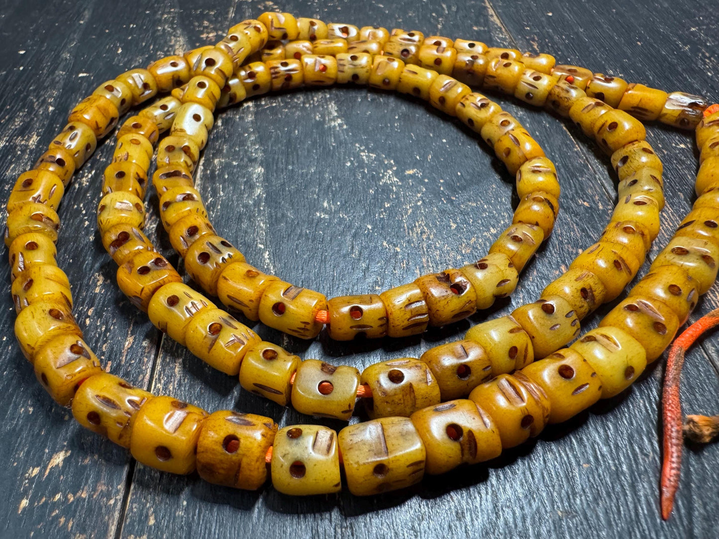 Vintage 108 Yak Bone Mala Necklace 42 Inches | Tibetan Buddhist Prayer Beads | Hand-Carved Meditation Mala | Tribal Spiritual Jewelry(H781)