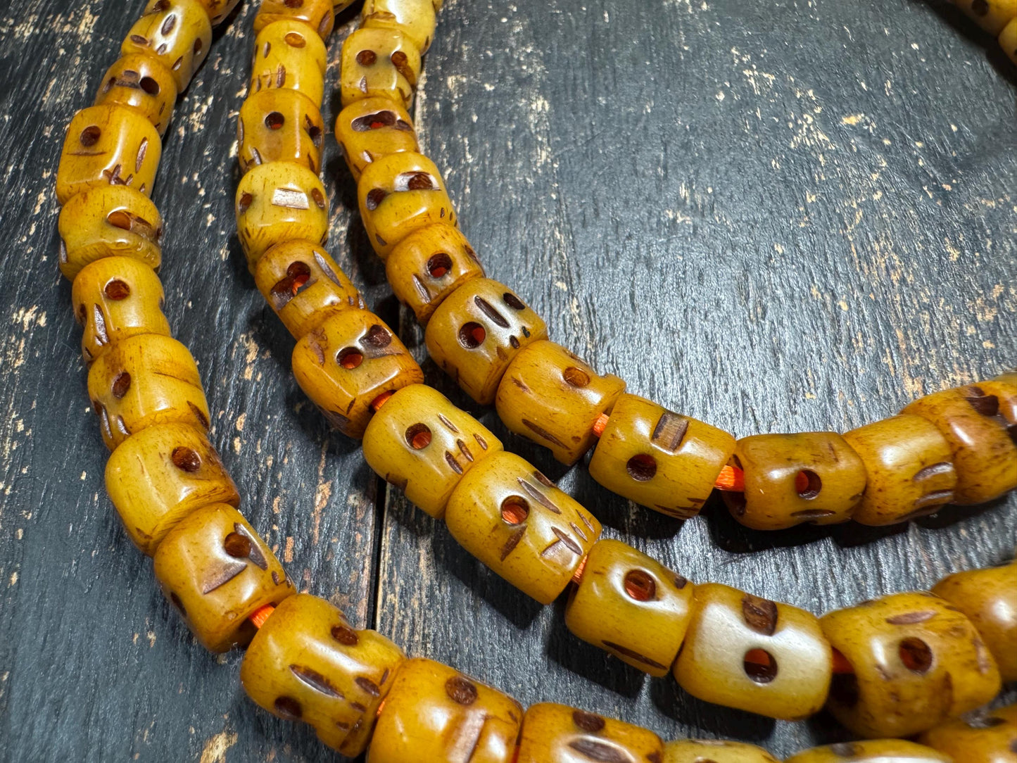 Vintage 108 Yak Bone Mala Necklace 42 Inches | Tibetan Buddhist Prayer Beads | Hand-Carved Meditation Mala | Tribal Spiritual Jewelry(H781)