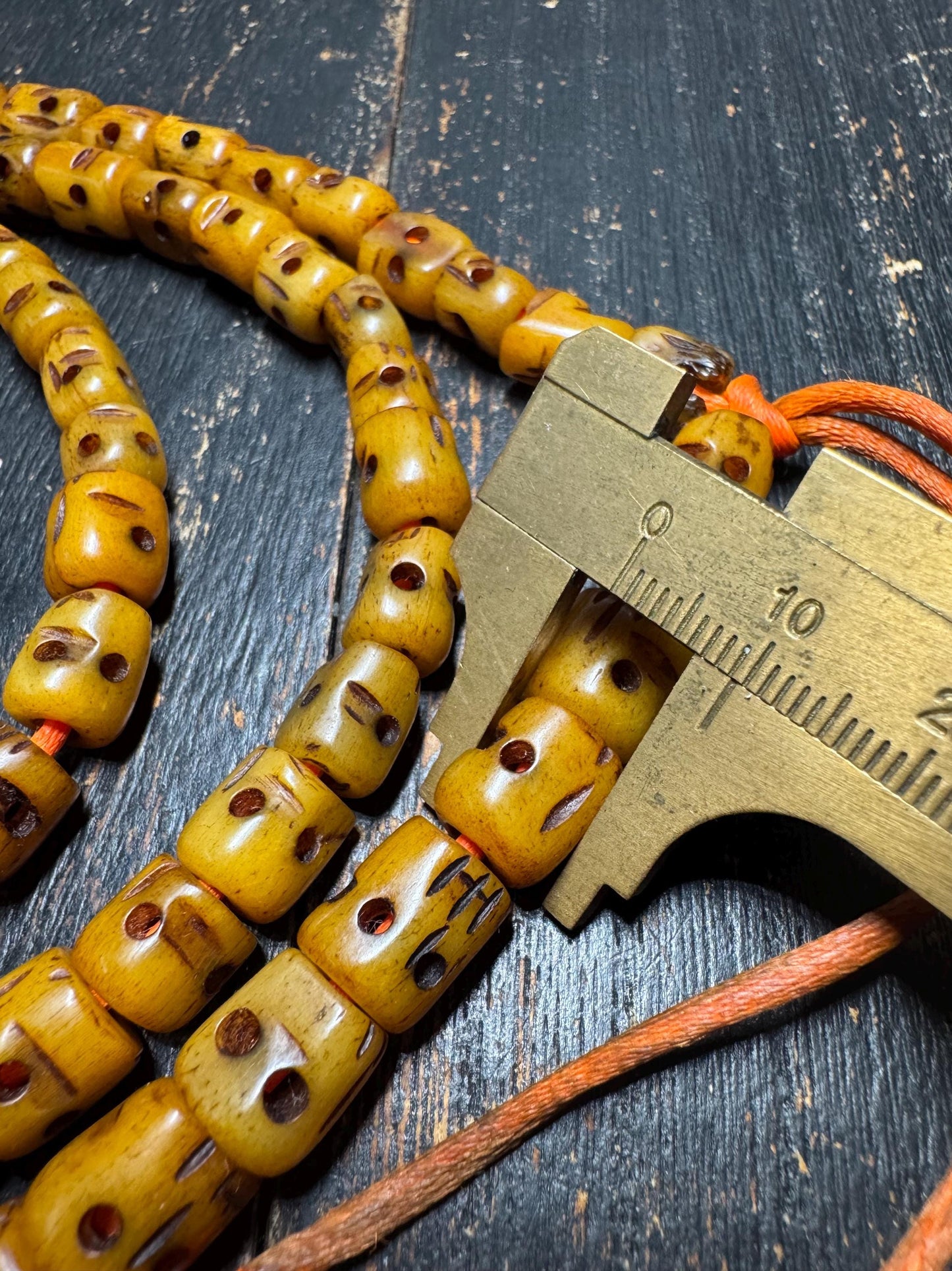 Vintage 108 Yak Bone Mala Necklace 42 Inches | Tibetan Buddhist Prayer Beads | Hand-Carved Meditation Mala | Tribal Spiritual Jewelry(H781)