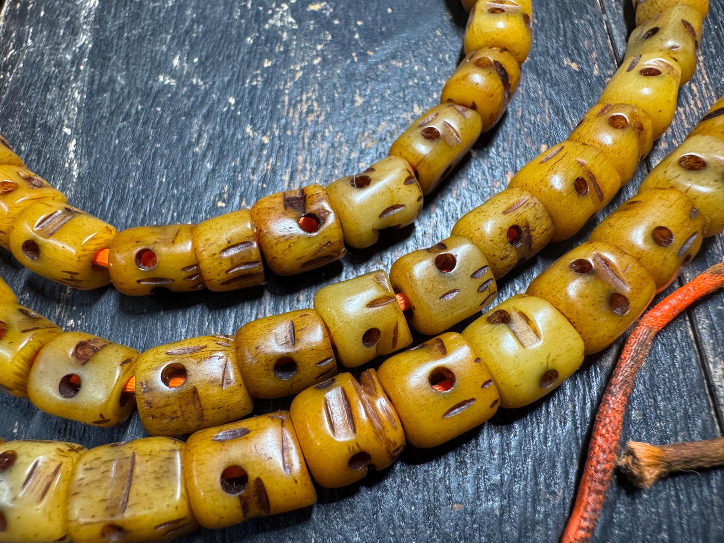 Vintage 108 Yak Bone Mala Necklace 42 Inches | Tibetan Buddhist Prayer Beads | Hand-Carved Meditation Mala | Tribal Spiritual Jewelry(H781)